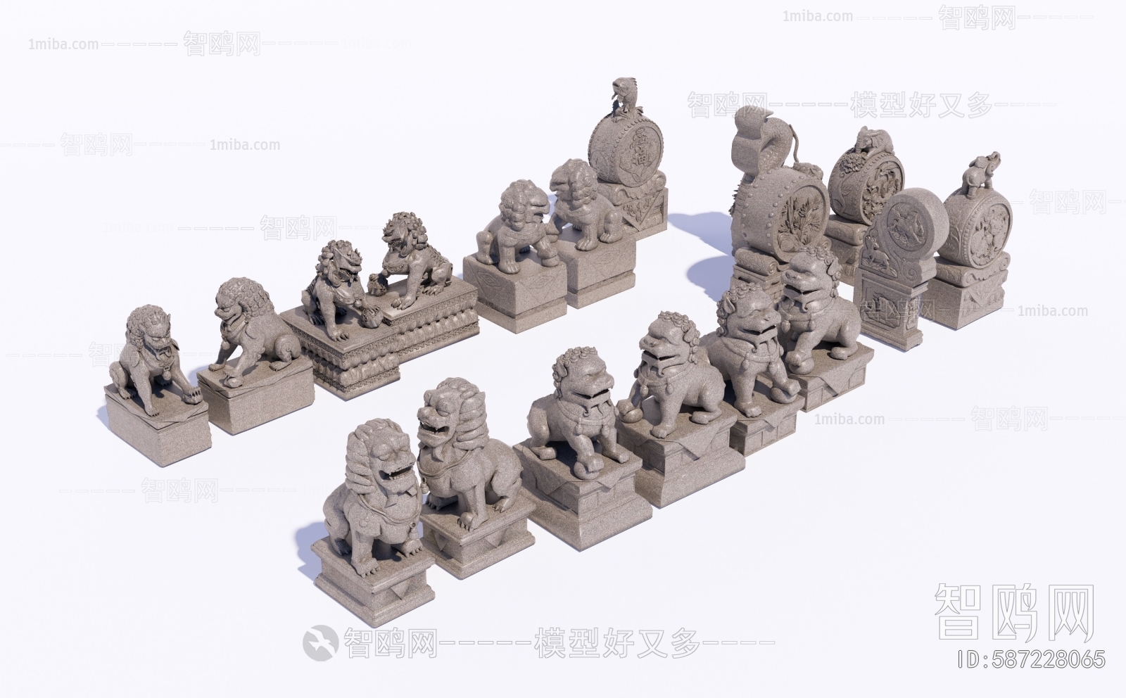 中式石狮子雕塑