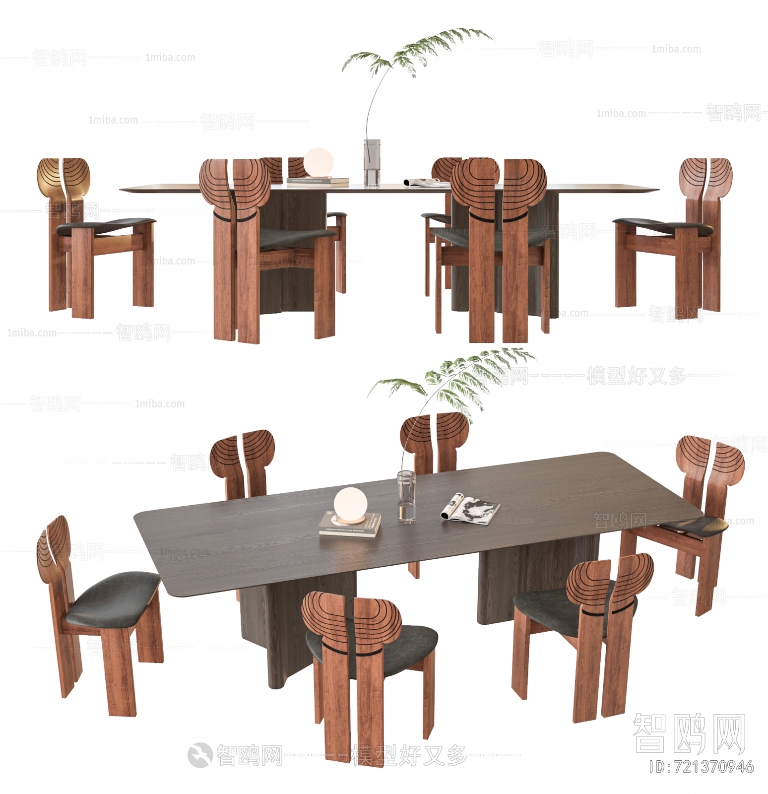 中古风实木餐桌椅组合