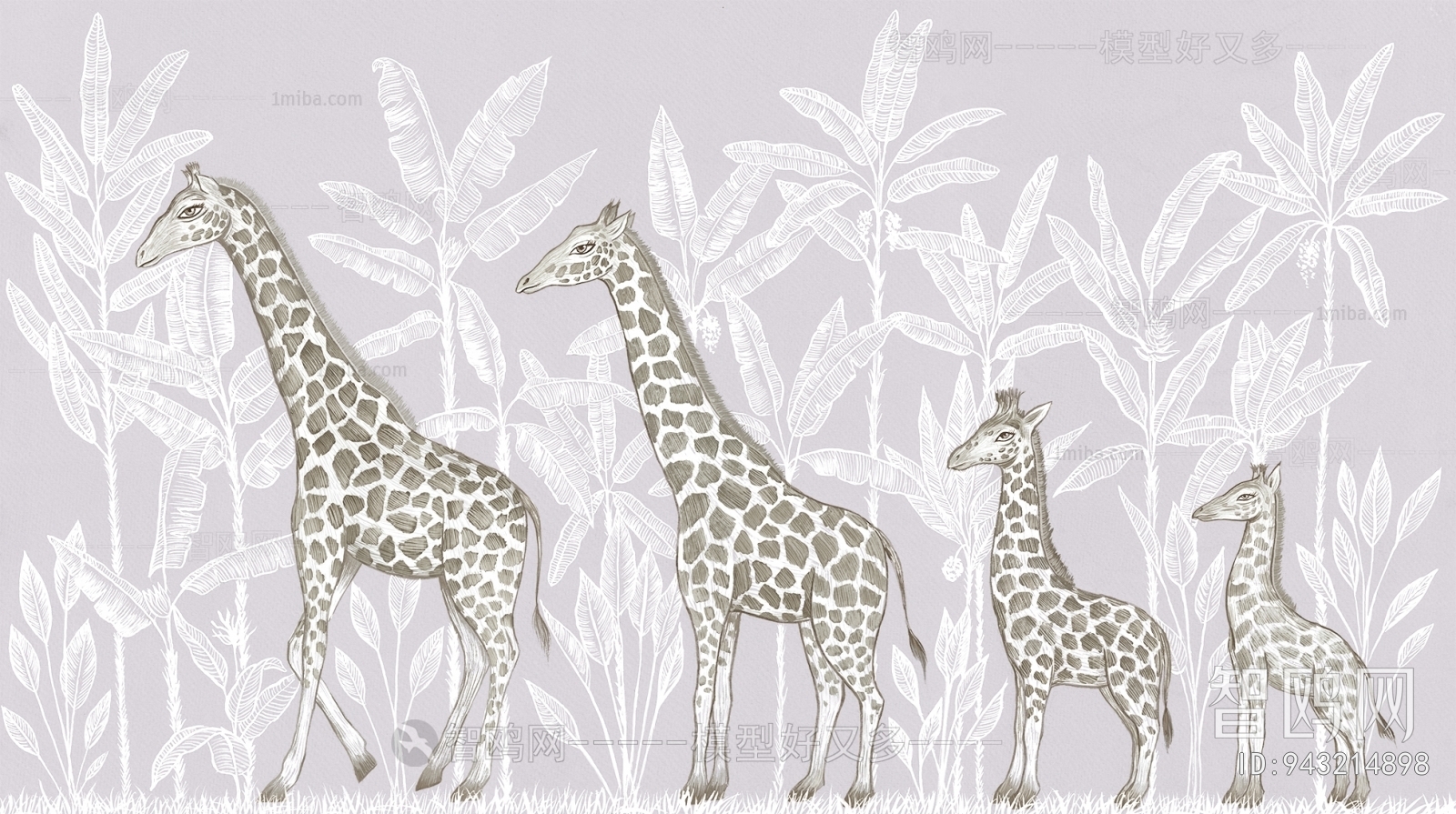 Animal And Plant Pattern Wallpaper