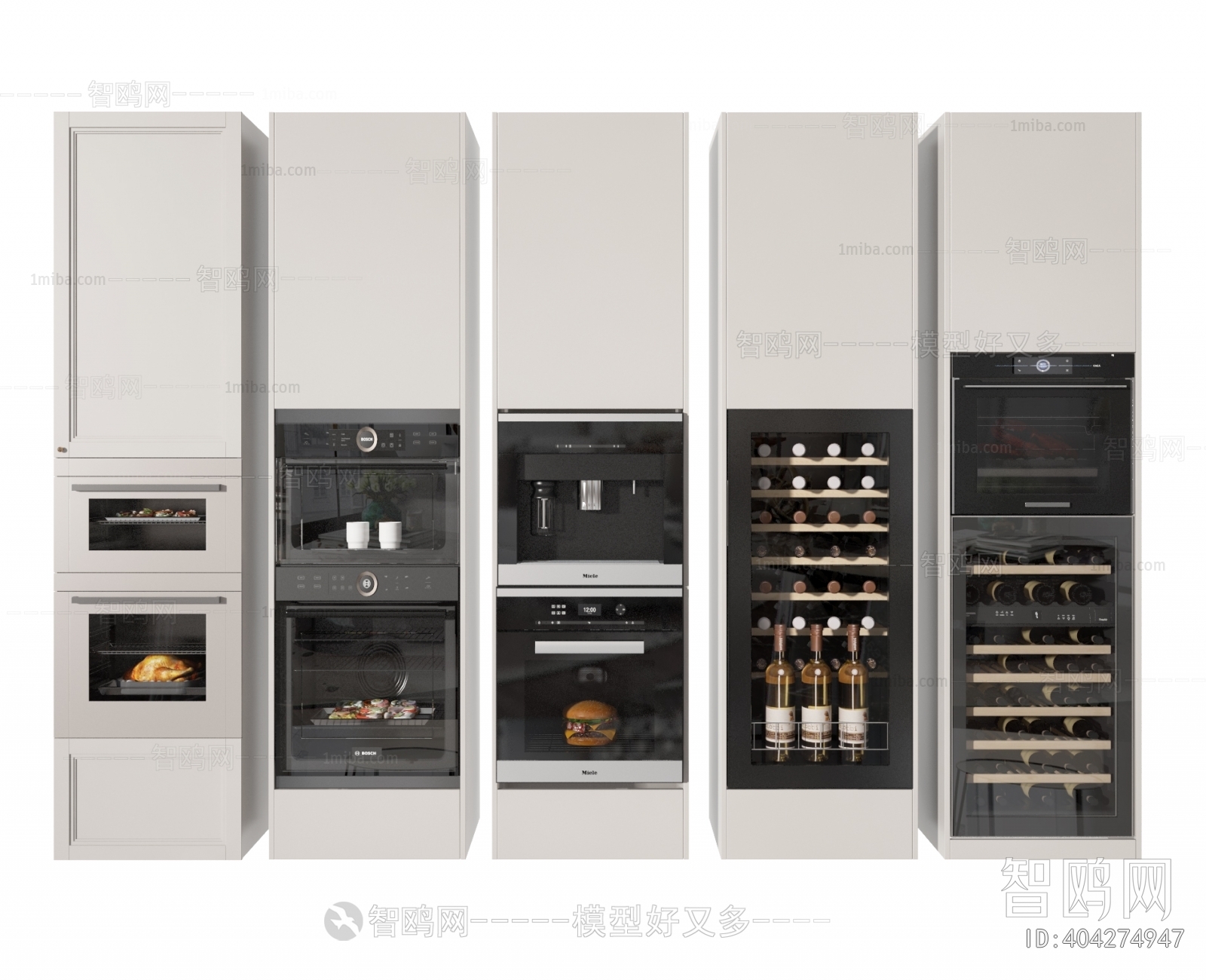 现代烤箱，酒柜，微波炉