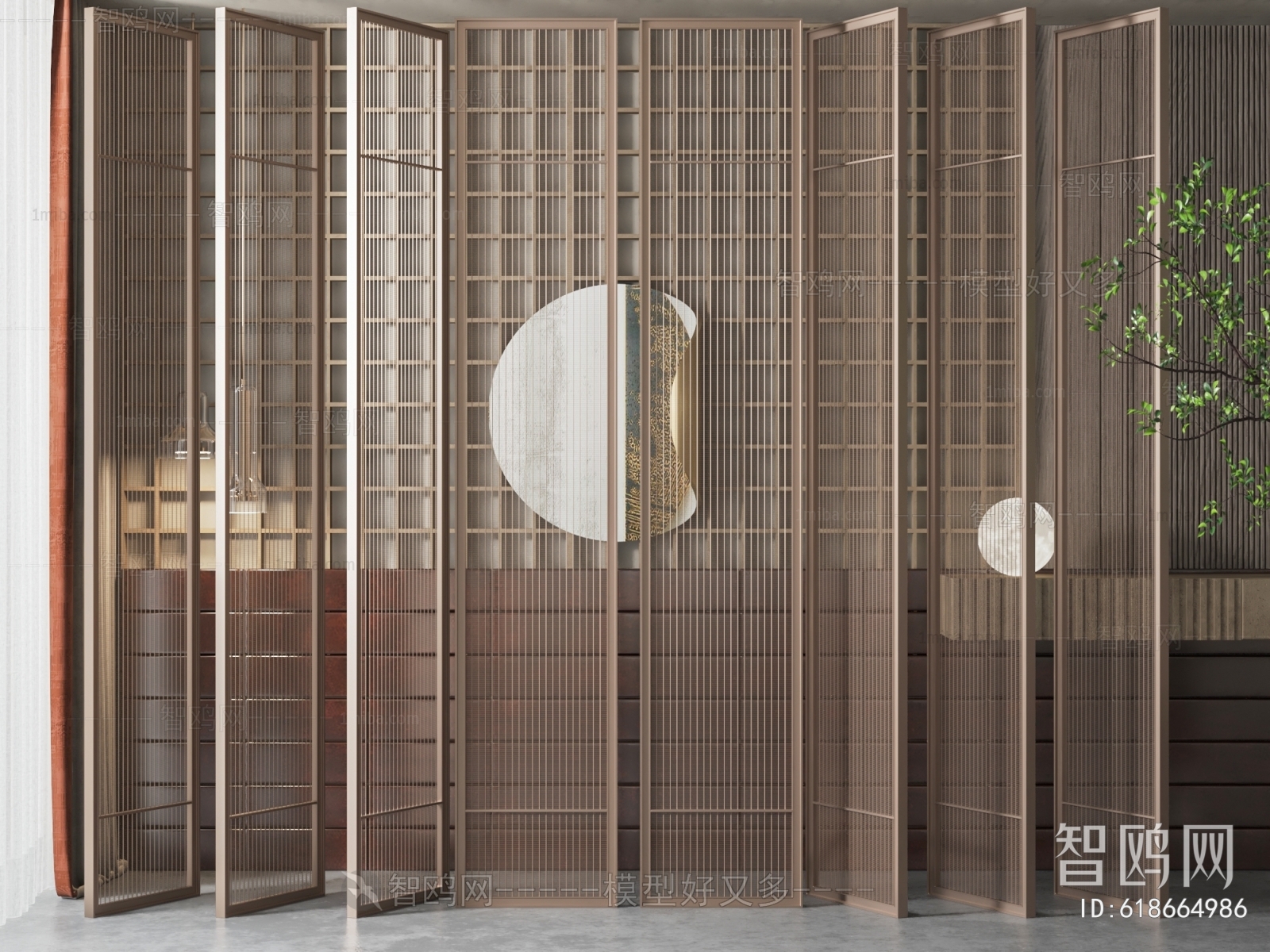 New Chinese Style Metal Screen Partition