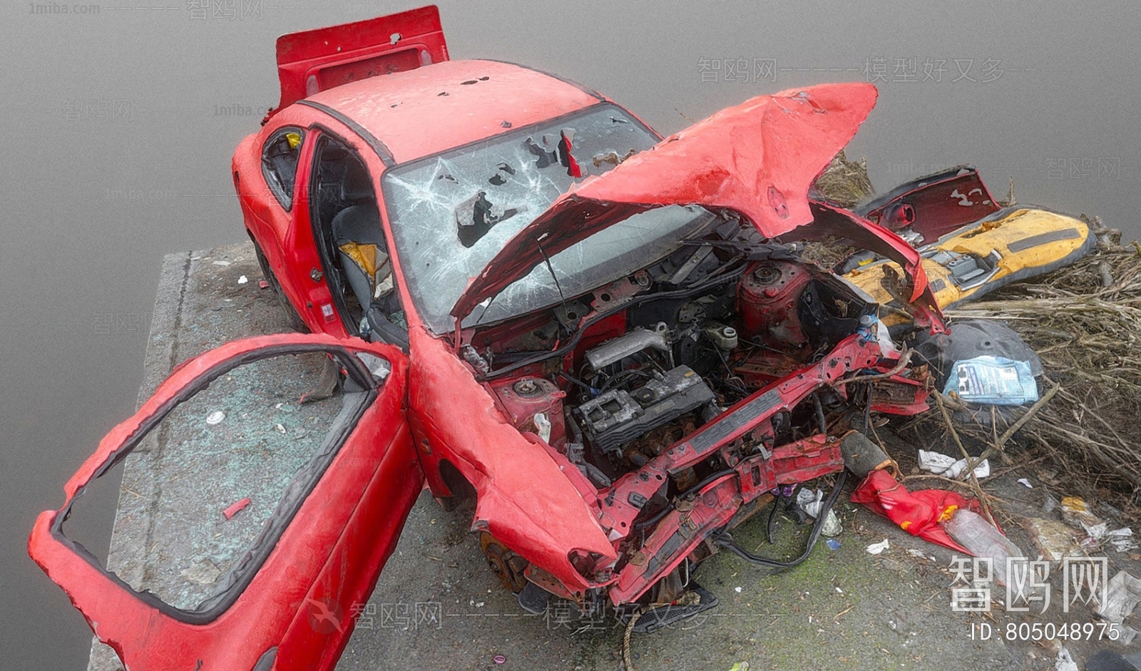 工业风红色车祸 破车