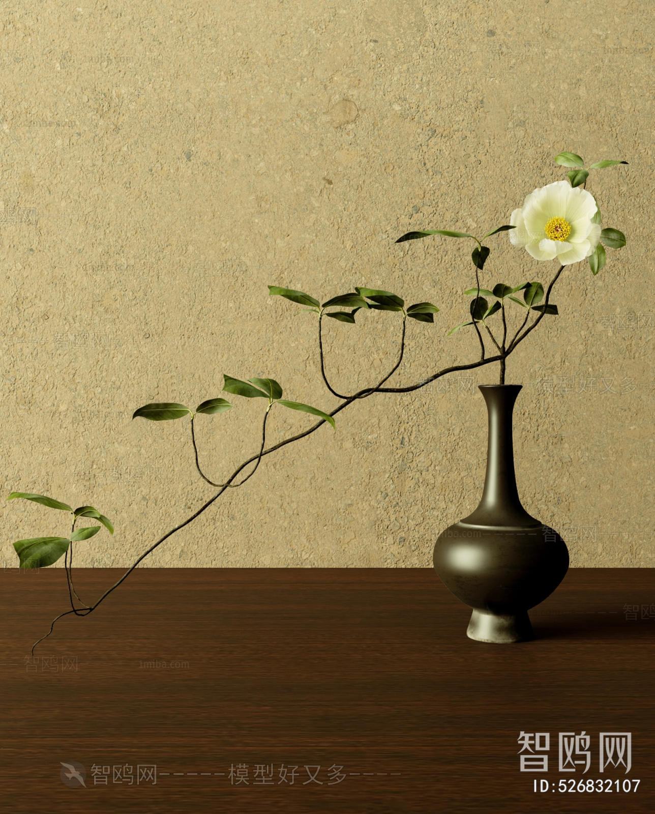 新中式白色牡丹花艺花瓶
