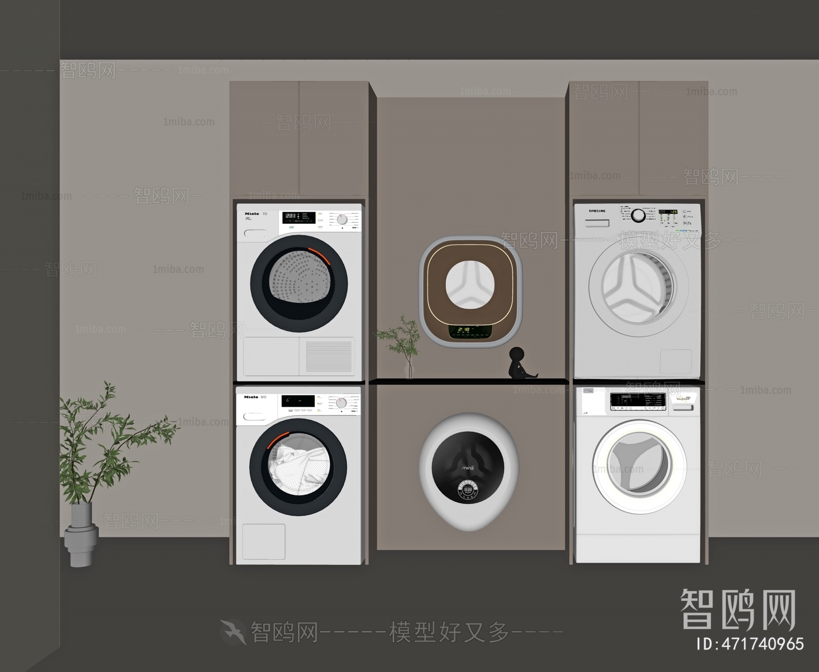 现代洗衣机柜