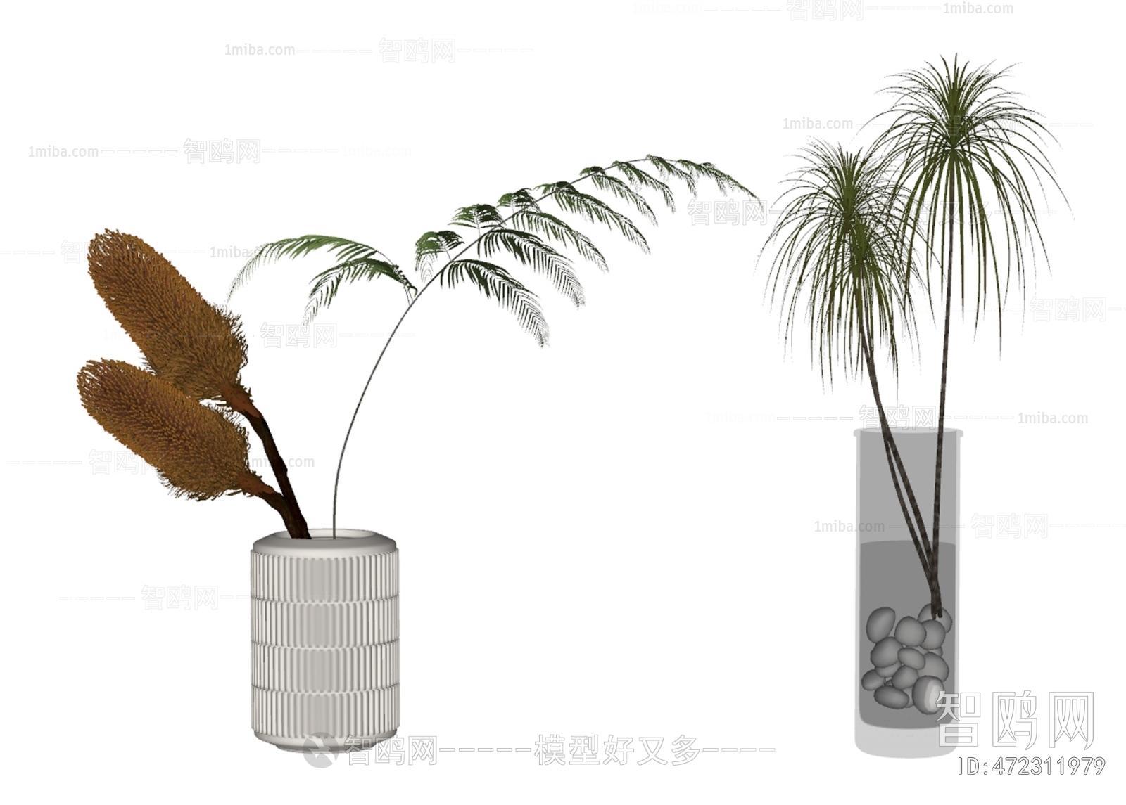 现代植物花瓶摆件