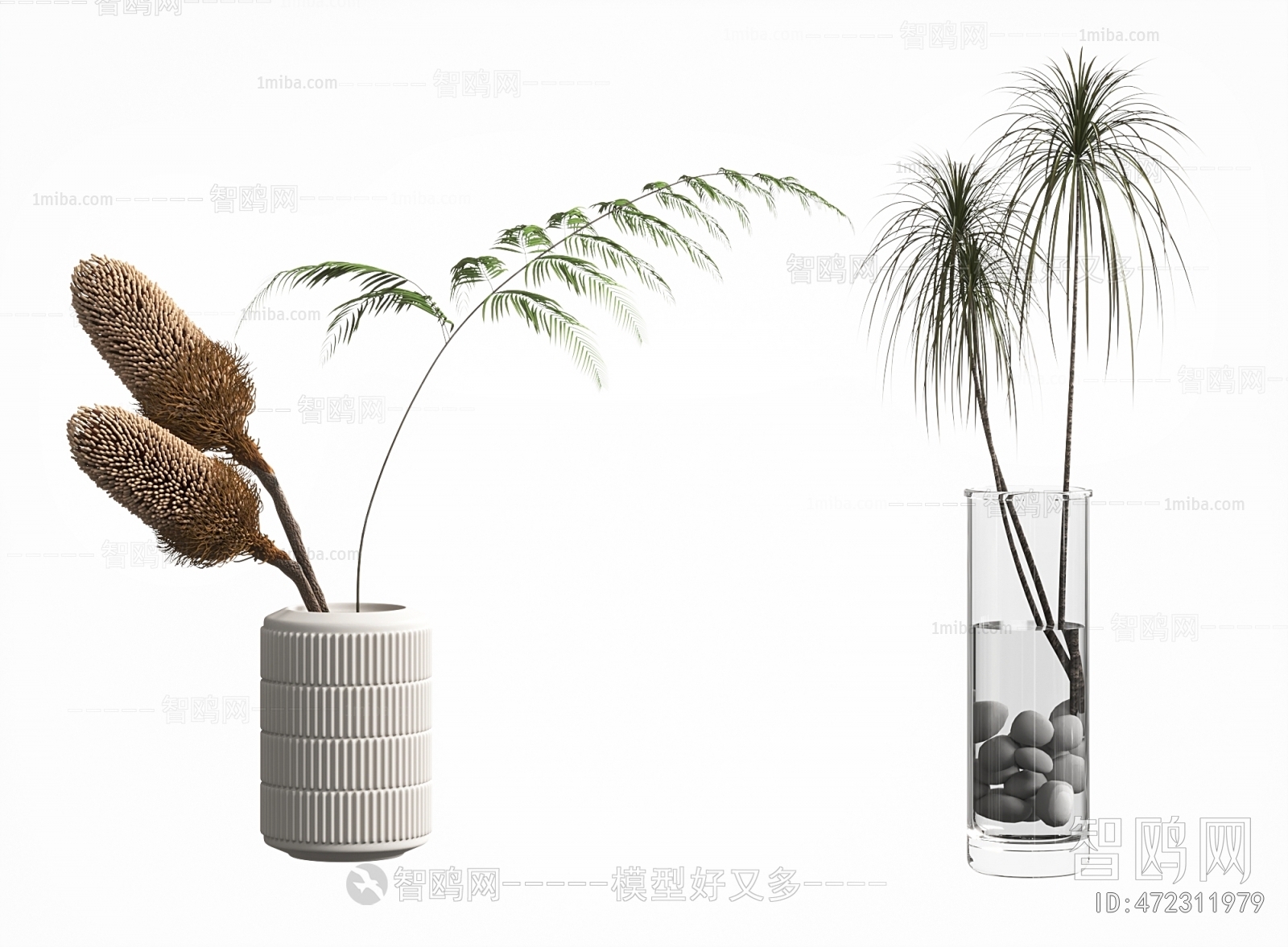 现代植物花瓶摆件