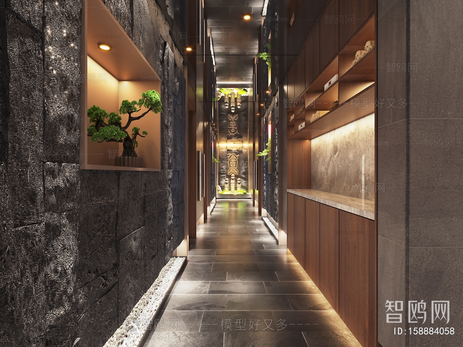 多场景-新中式火锅店走廊+卫生间+茶室