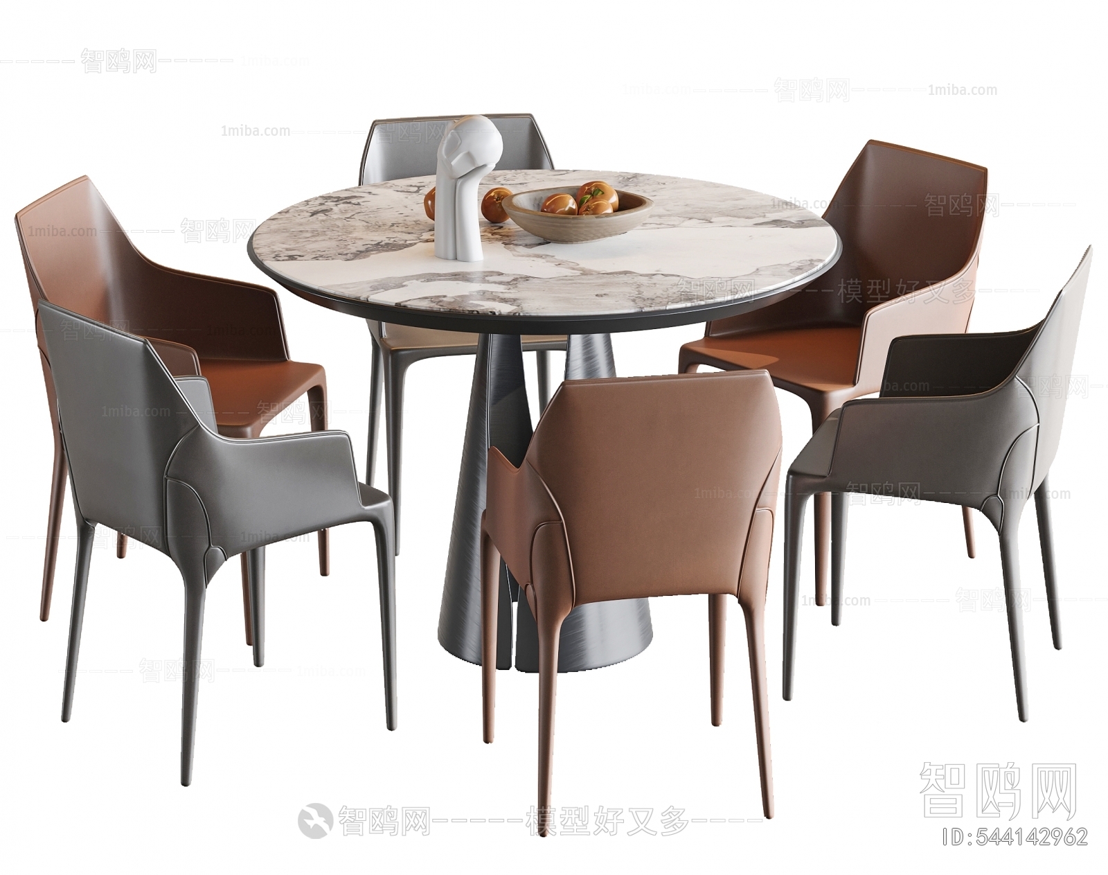 现代圆形餐桌椅组合