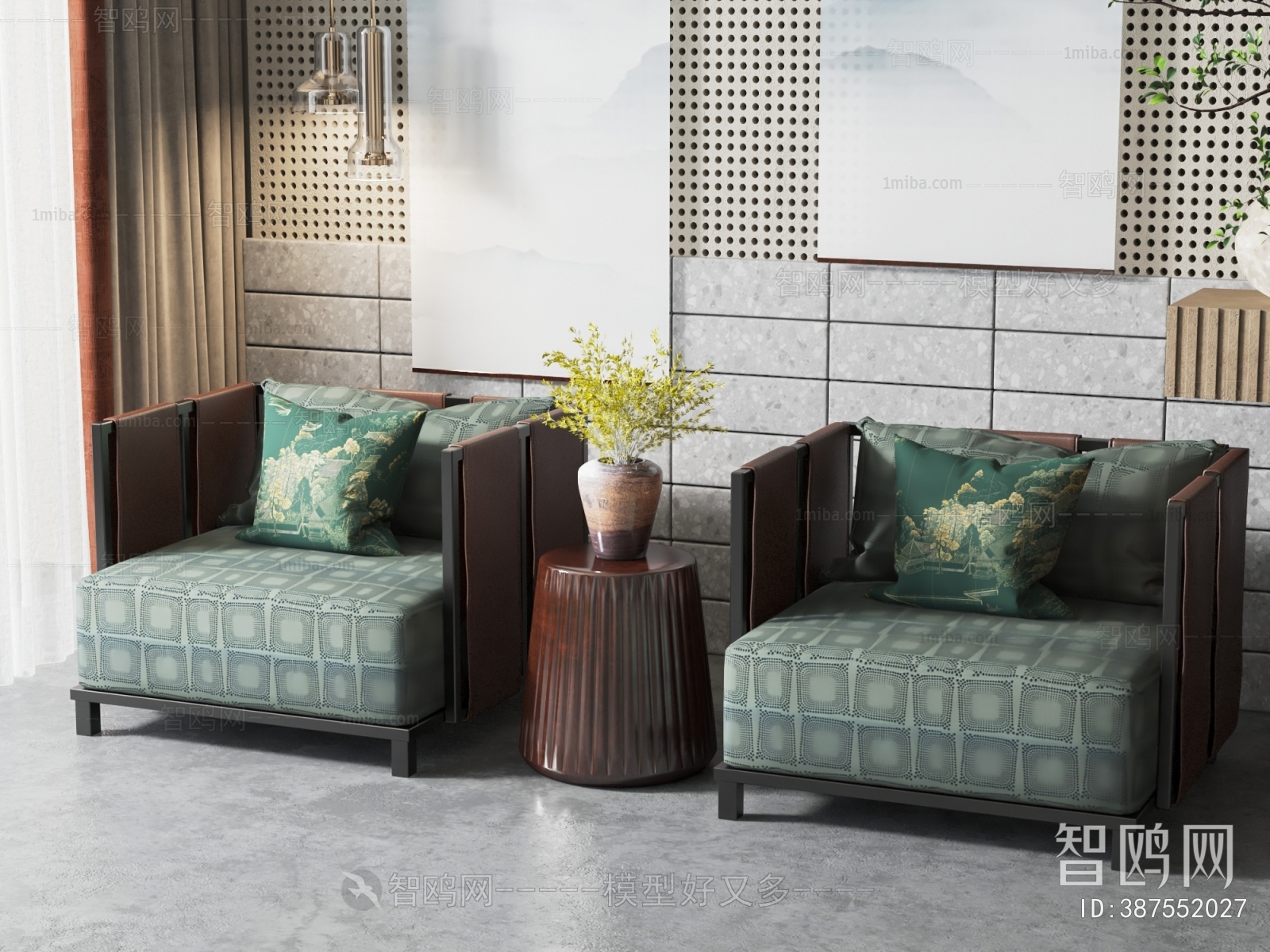 New Chinese Style Single Sofa