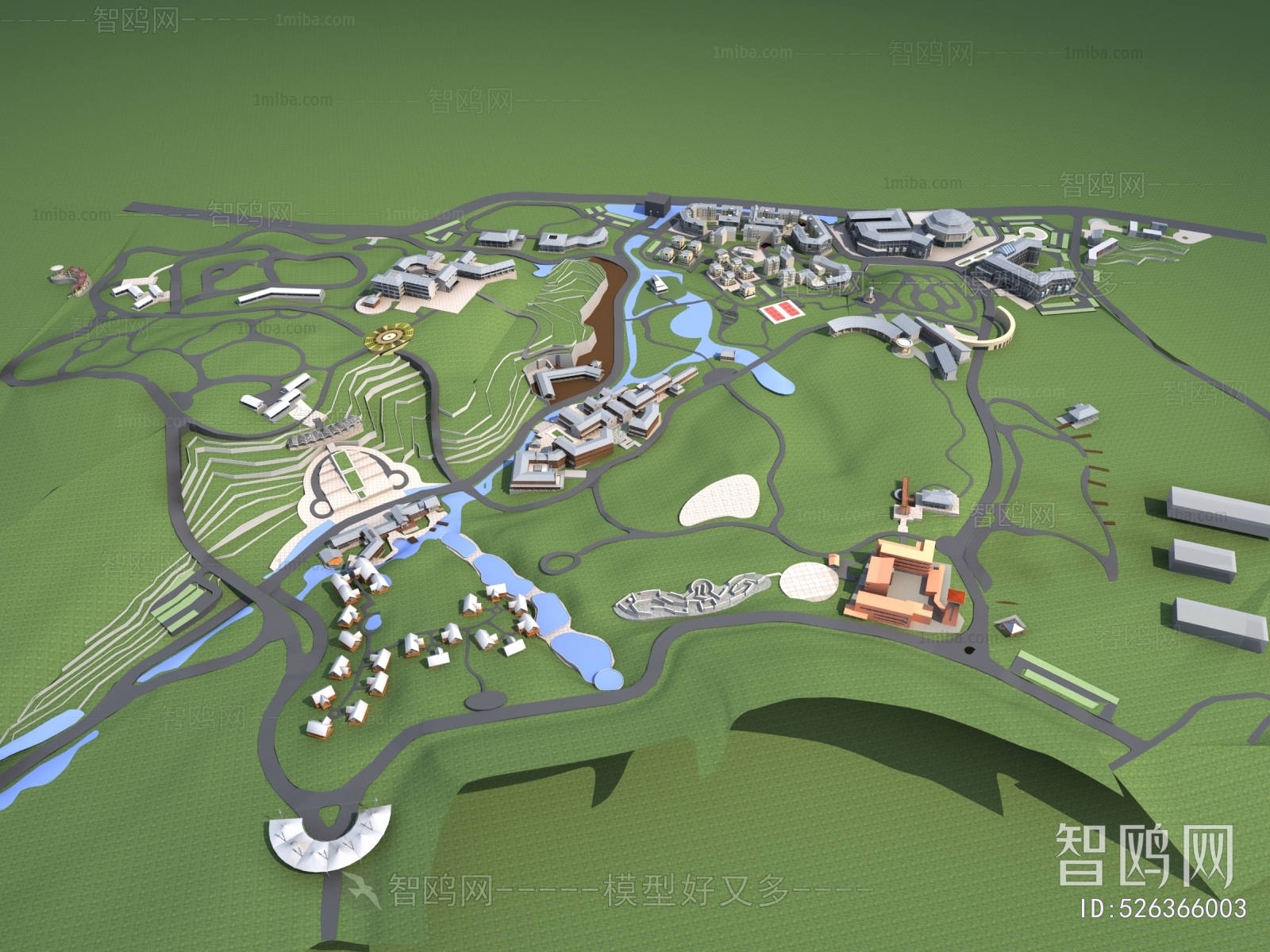 New Chinese Style Architectural Bird's-eye View Planning