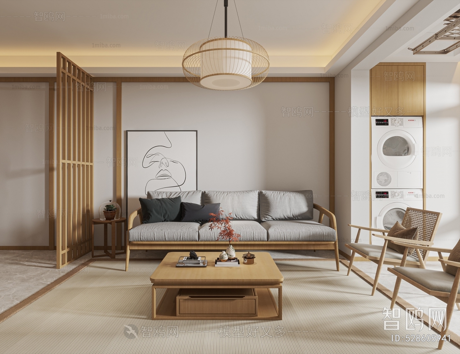 japanese-style-a-living-room-sketchup-model-download-model-id