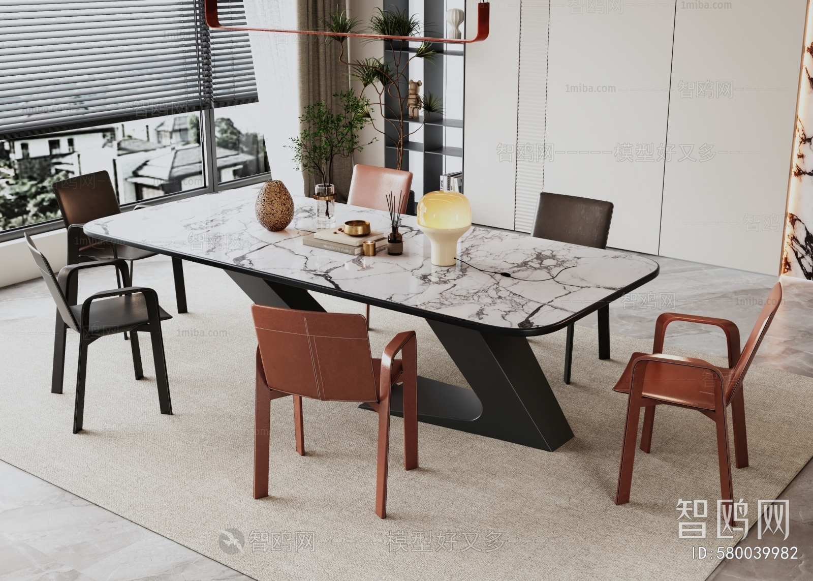 现代长方形餐桌椅