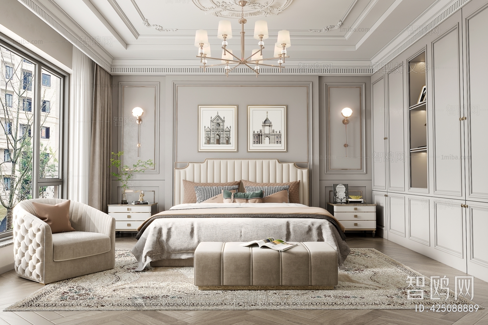 Simple European Style Bedroom