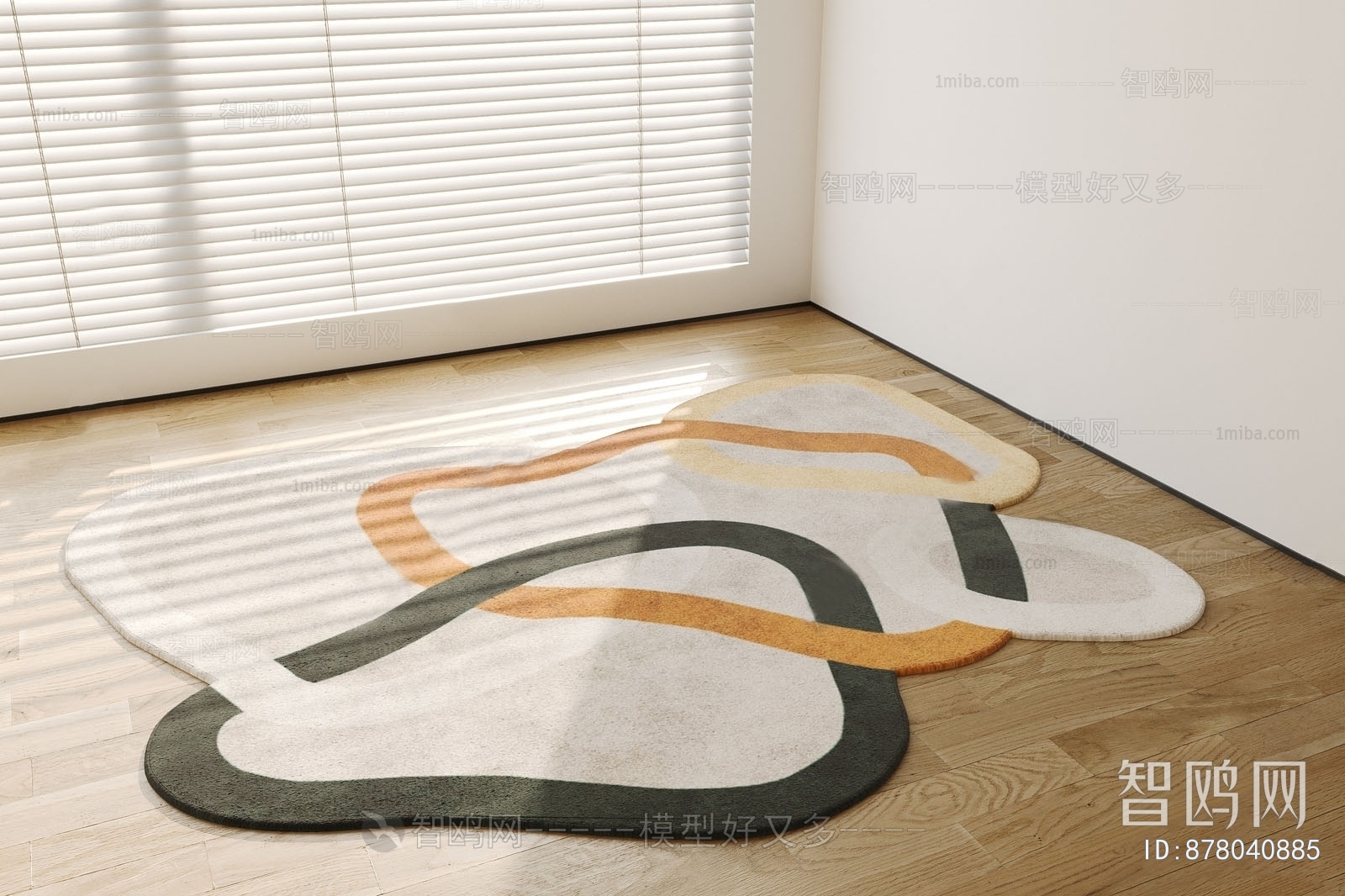 现代奶油风异形抽象地毯