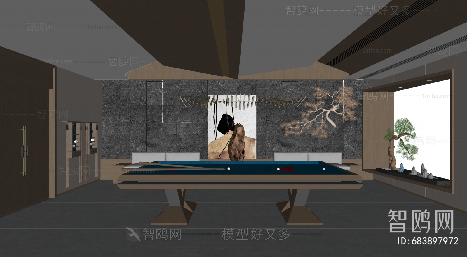 New Chinese Style Billiards Room
