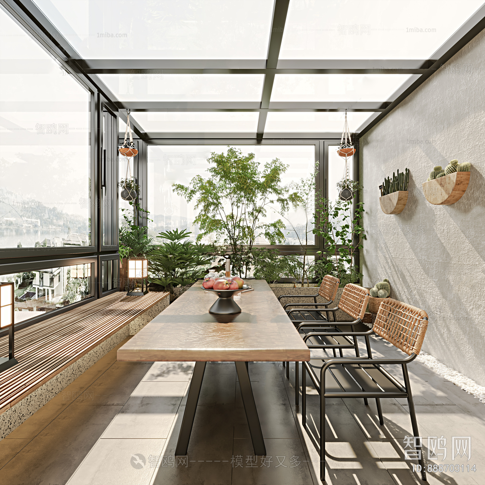 现代玻璃阳光房茶室