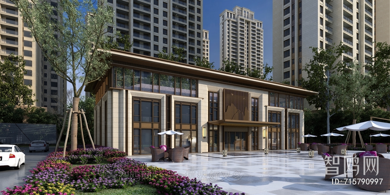 新中式住宅景观建筑外观