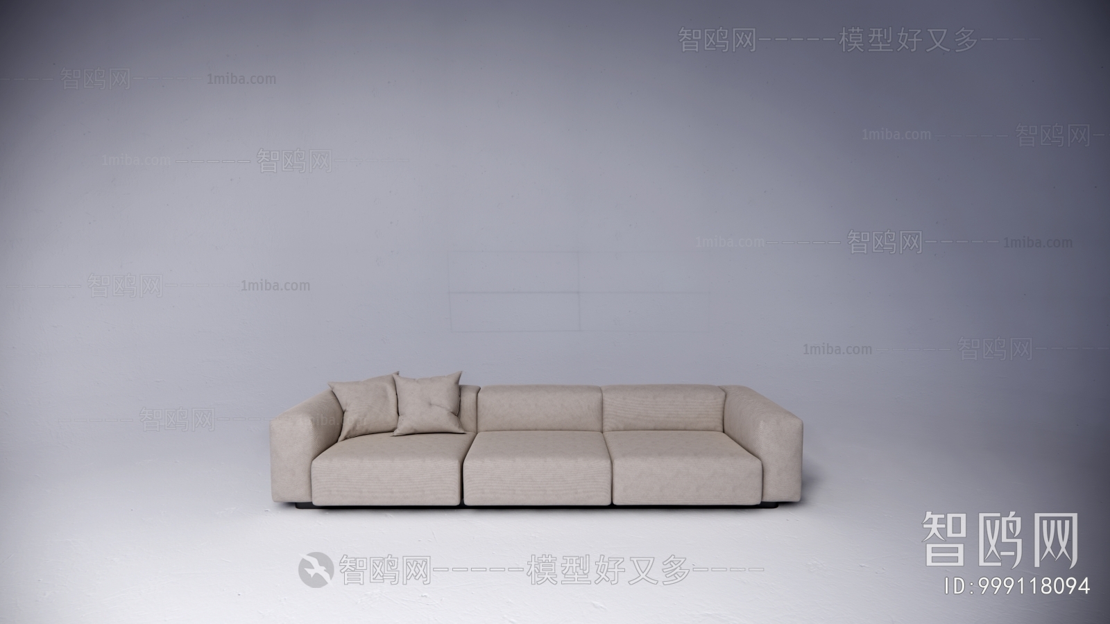 Wabi-sabi Style Three-seat Sofa