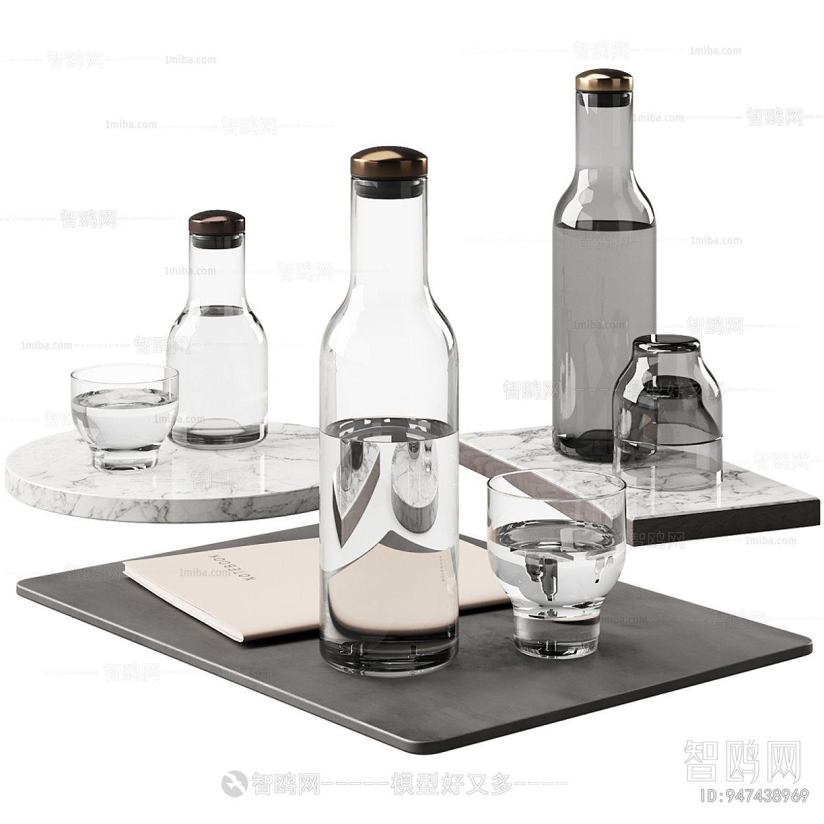 现代玻璃杯 玻璃瓶摆件