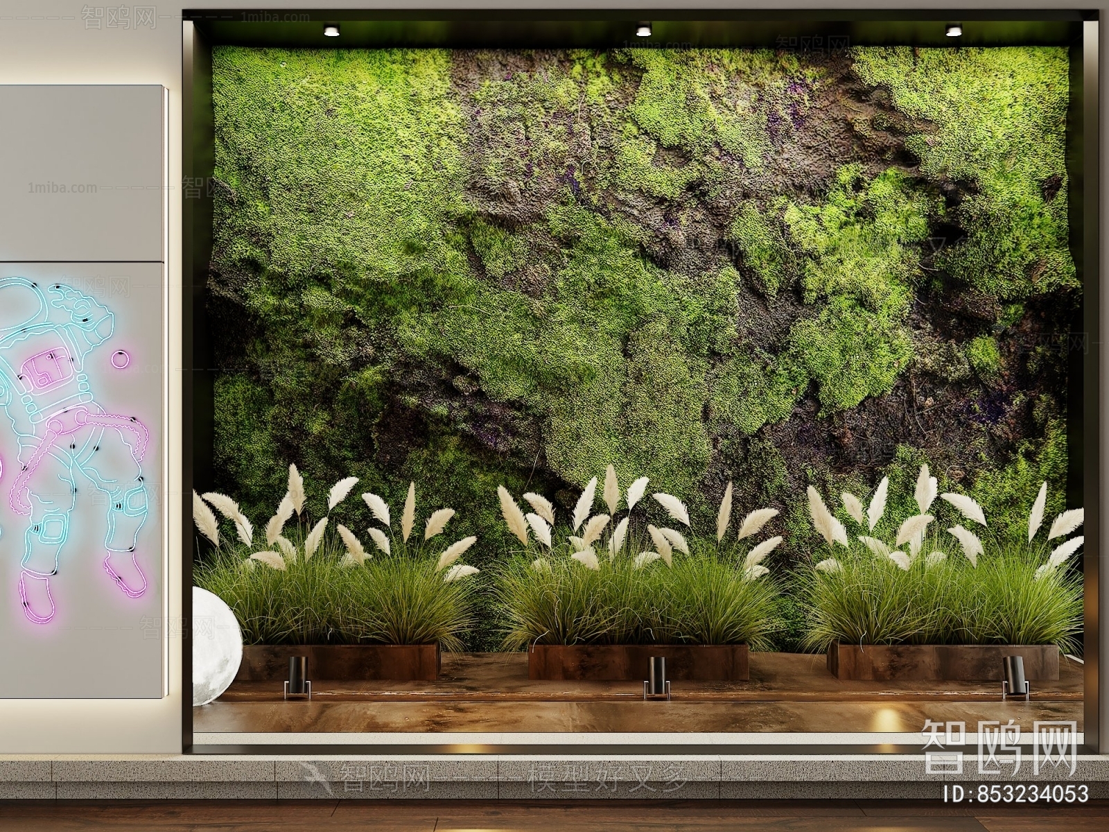 现代室内植物墙植物造景小品