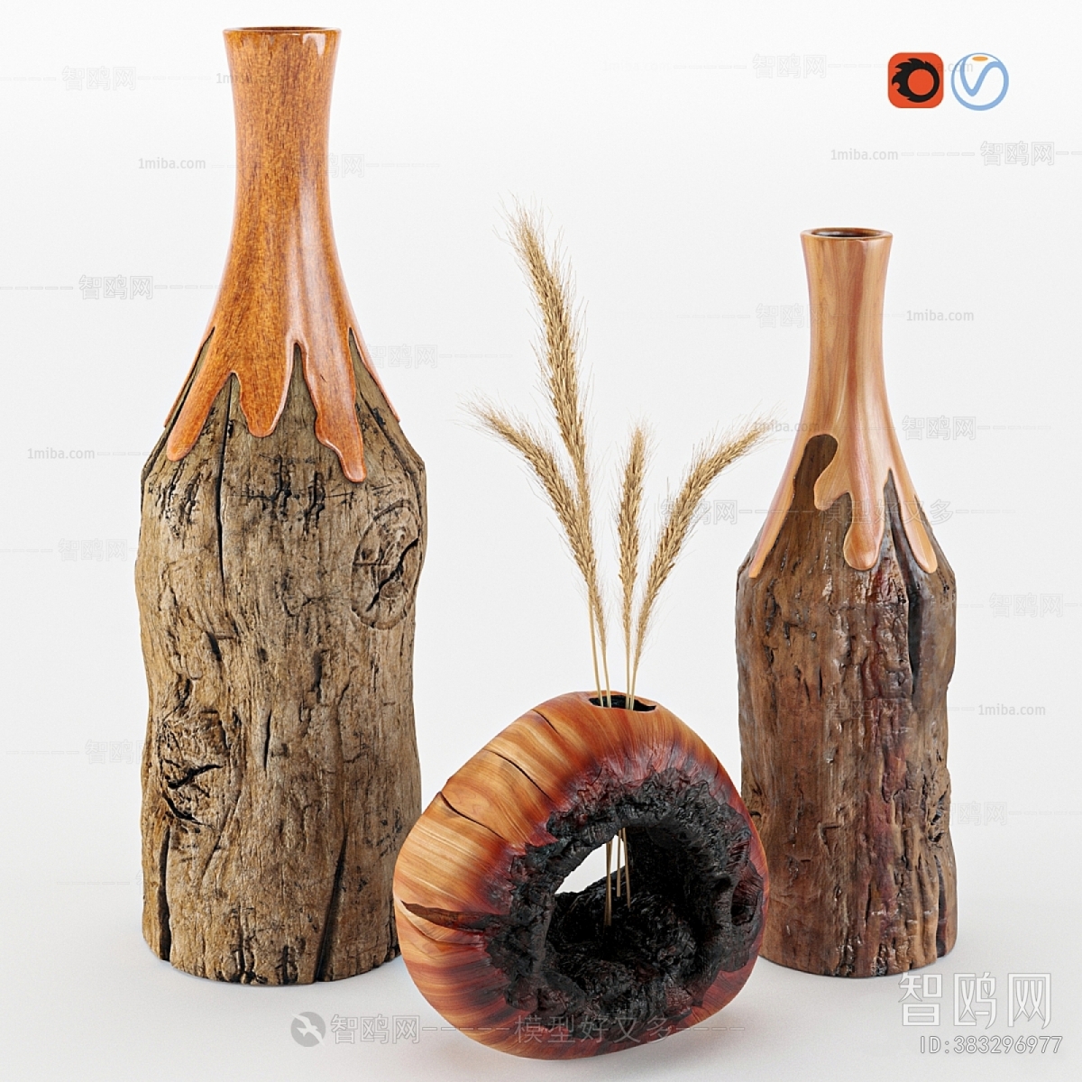 现代木制花瓶