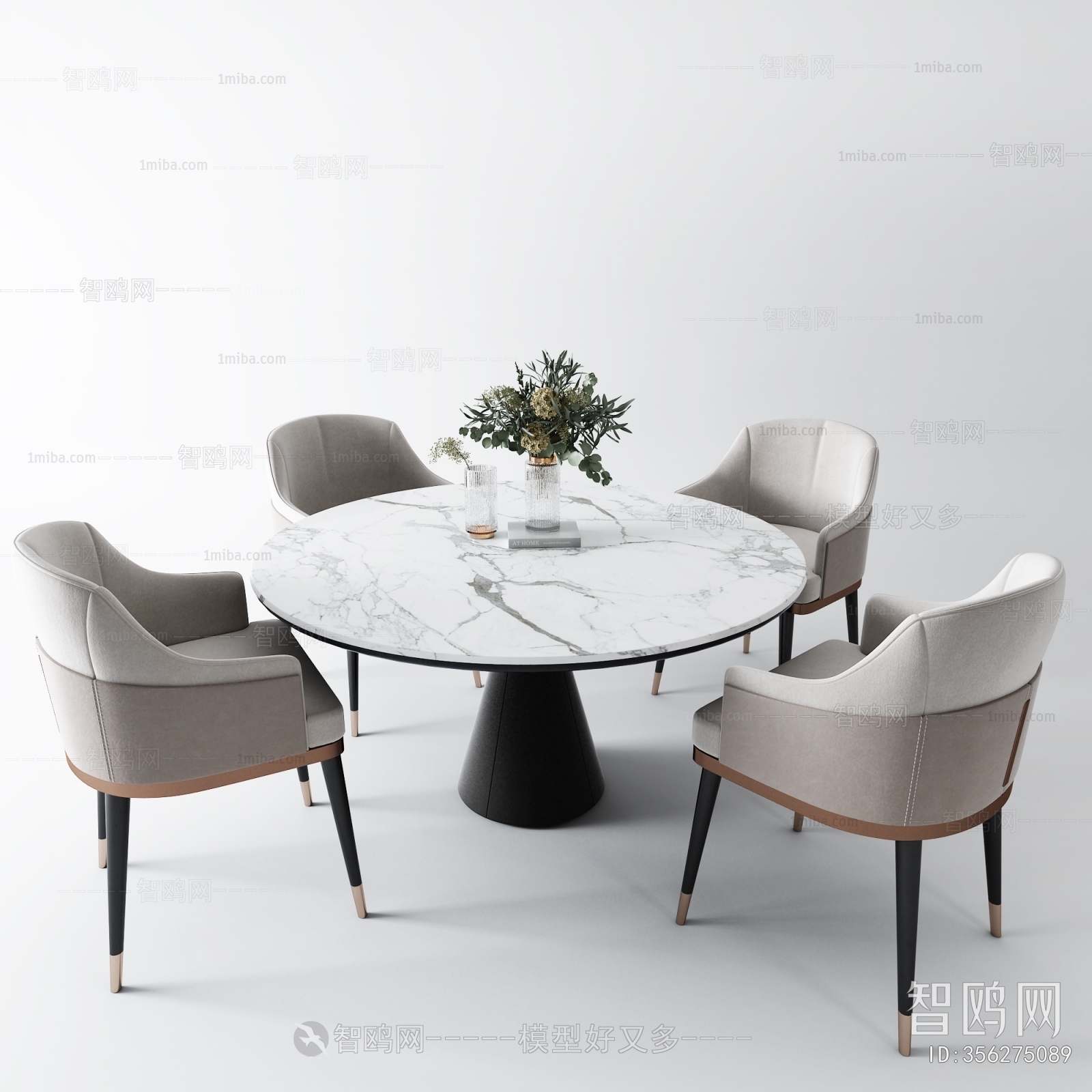 现代大理石圆形餐桌椅