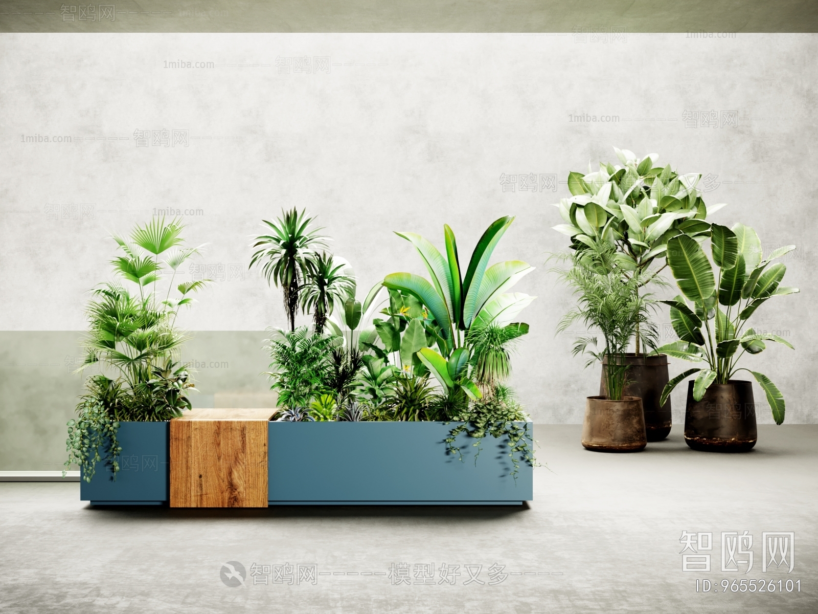 现代花箱，绿植盆栽