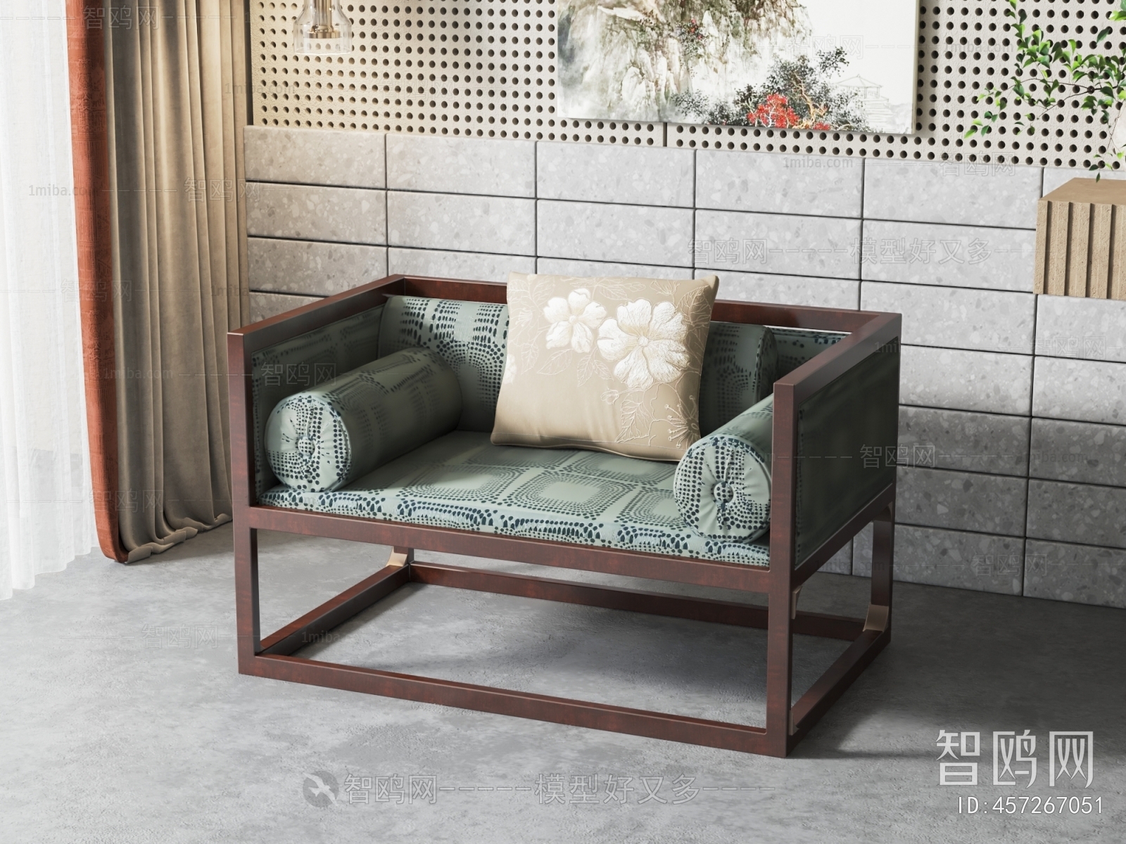 New Chinese Style Single Sofa