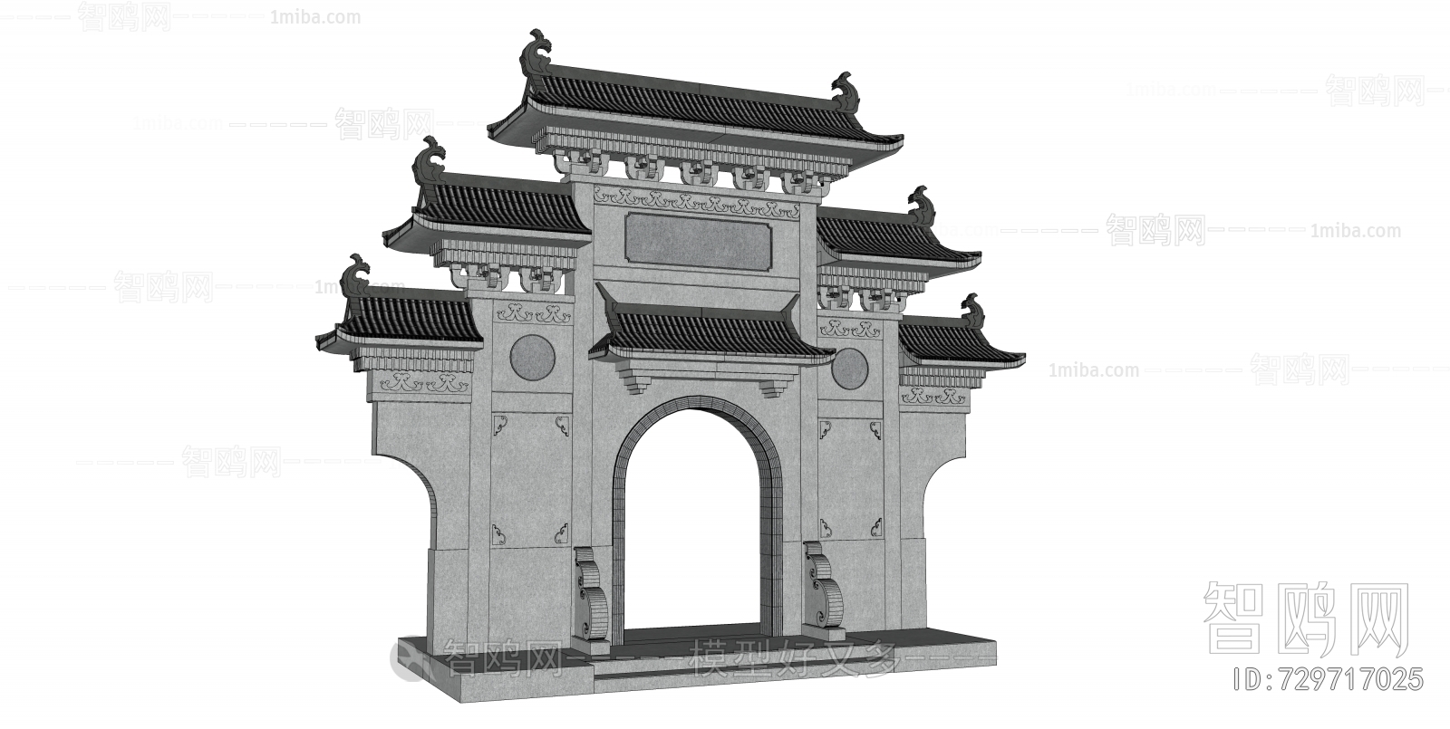 中式新中式牌坊景观大门