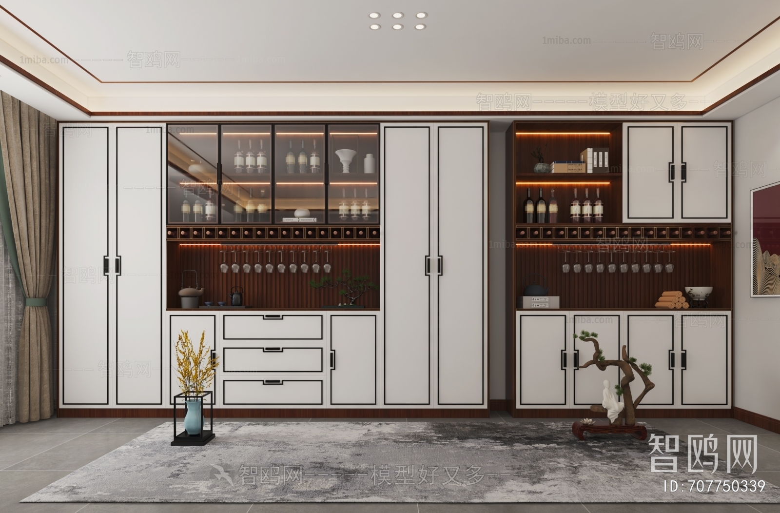 New Chinese Style Wine Cabinet