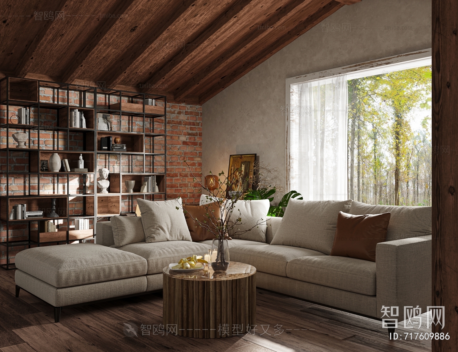 American Style Industrial Style A Living Room