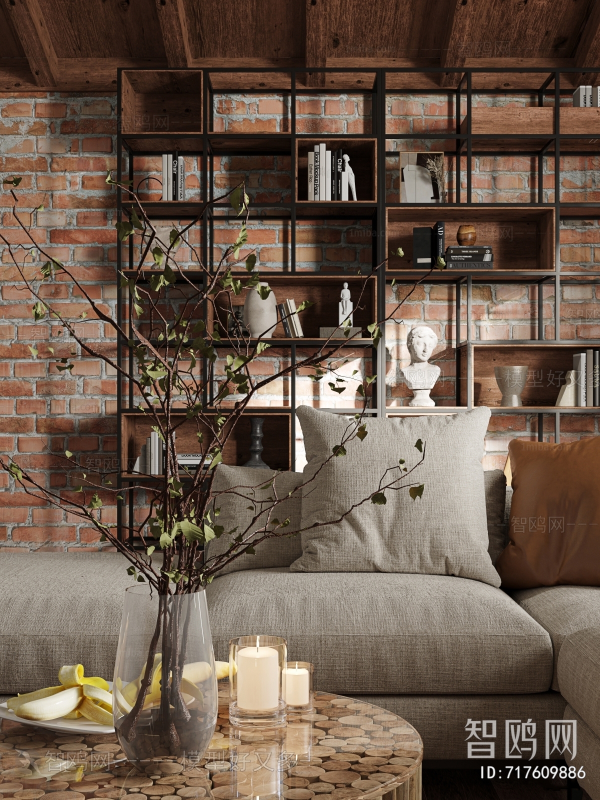 American Style Industrial Style A Living Room