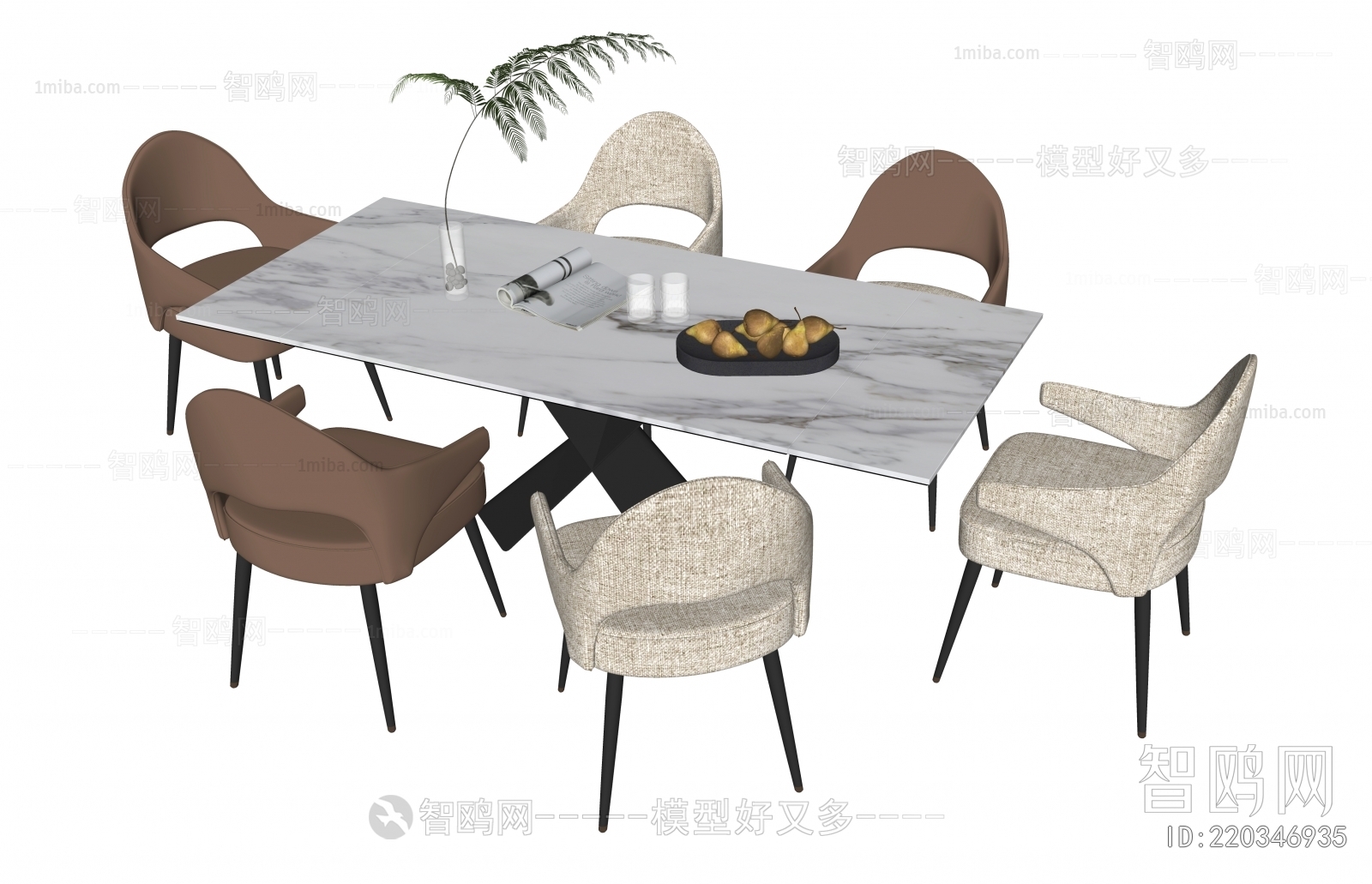 现代长方形餐桌椅