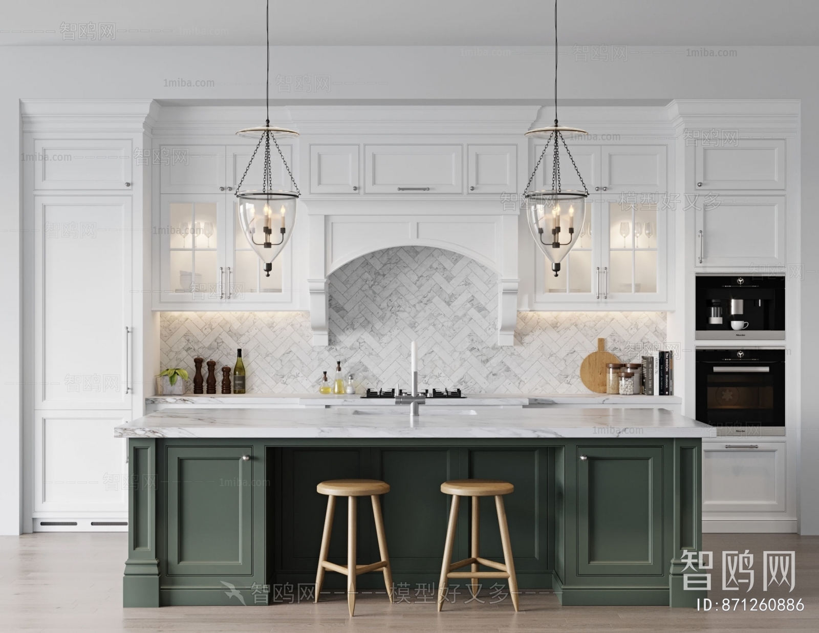 Simple European Style Open Kitchen