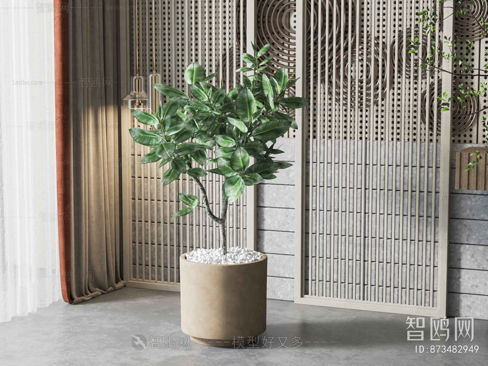 Modern Potted Green Plant