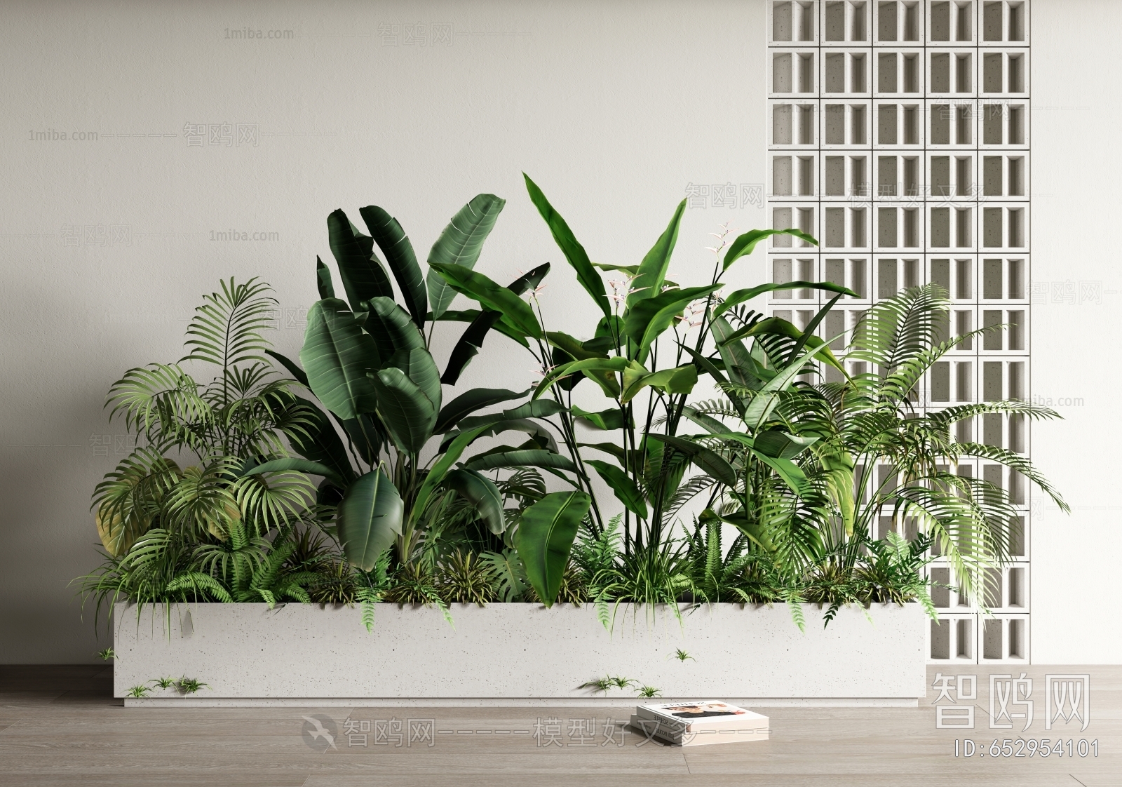 现代灌木绿植花池花坛3D模型下载