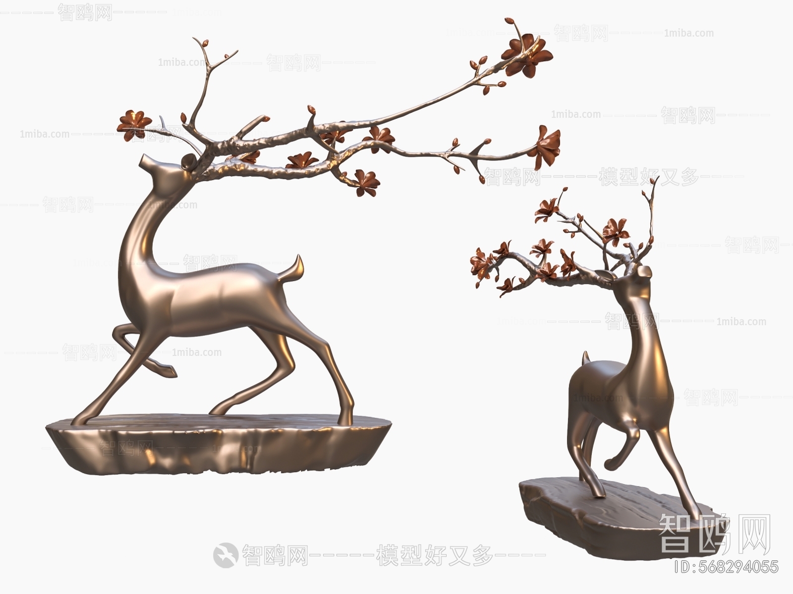 新中式金属梅花鹿雕塑