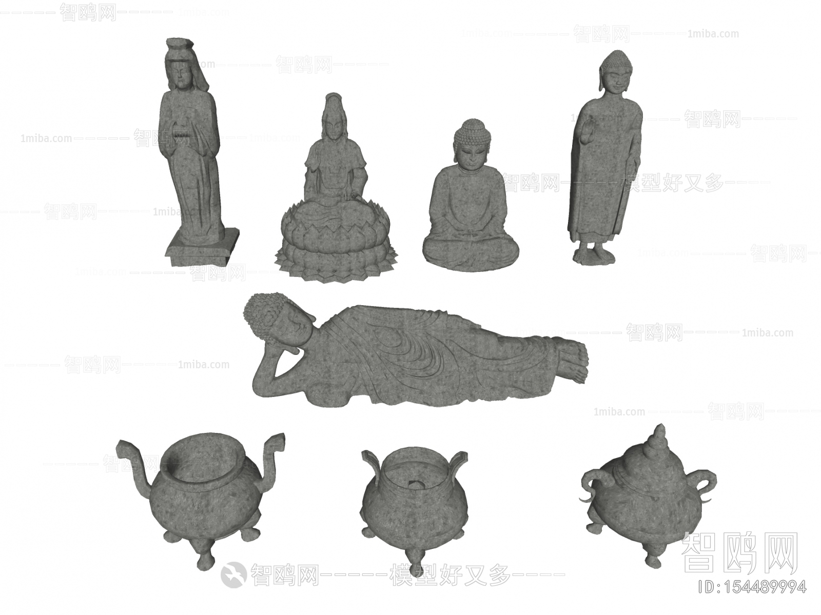 中式佛像香炉石雕