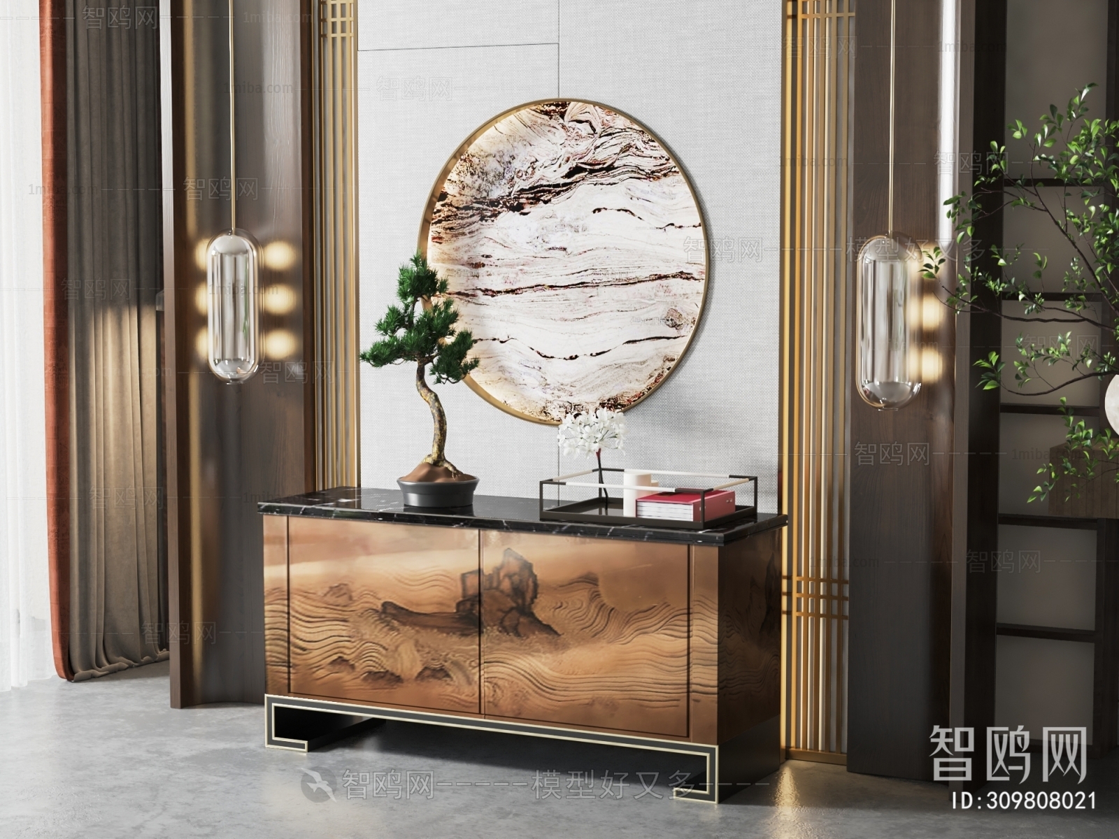 New Chinese Style Entrance Cabinet