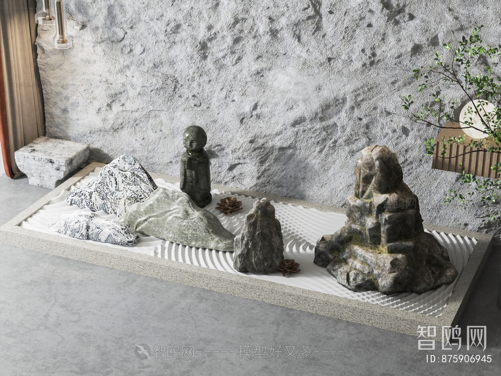 新中式石头景观摆件组合