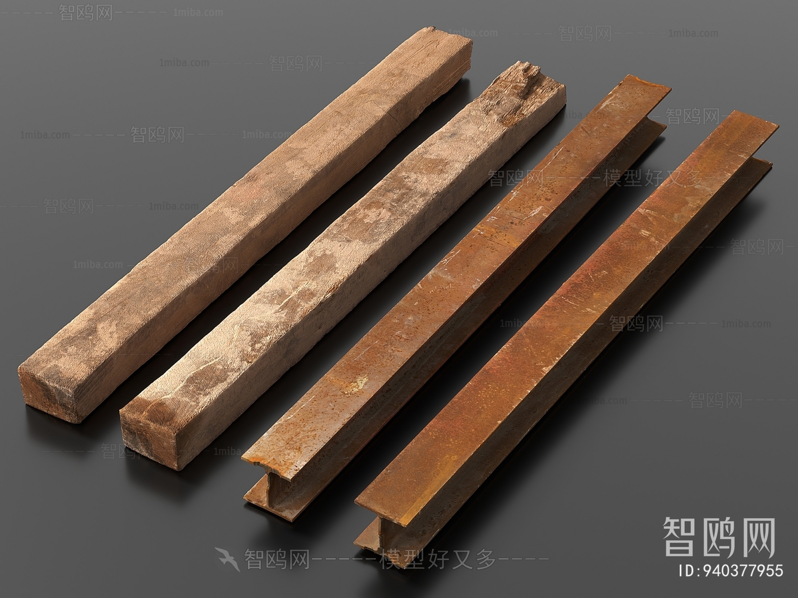 现代木头 木梁 铁梁