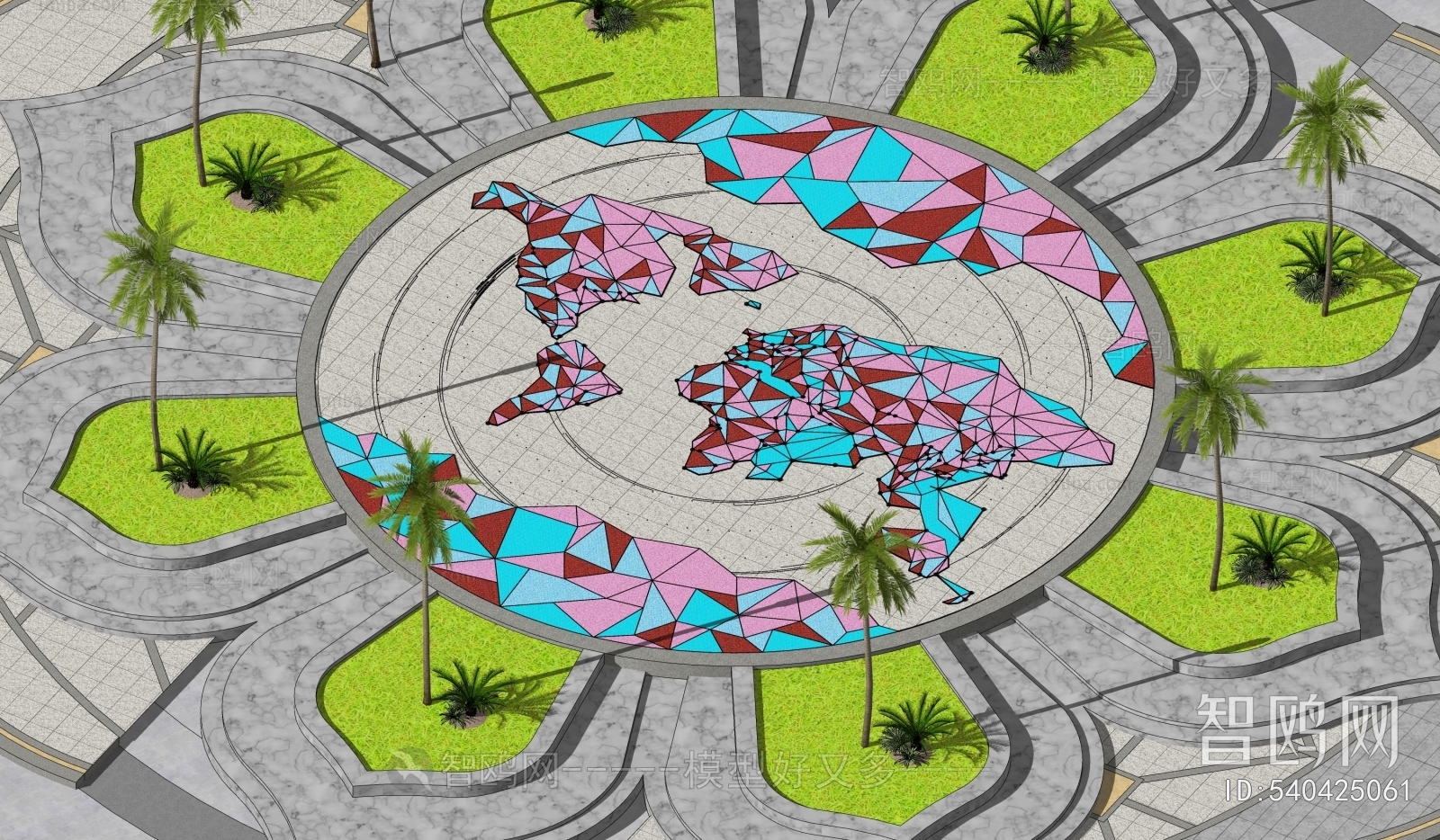 现代世界地图，文化广场
