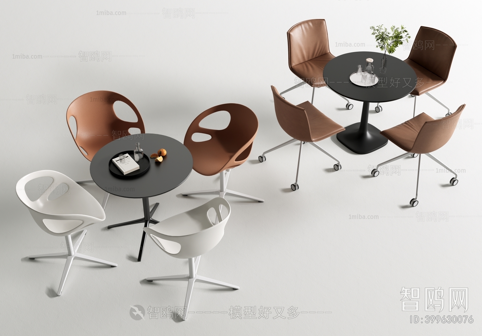 现代洽谈休闲桌椅3D模型下载