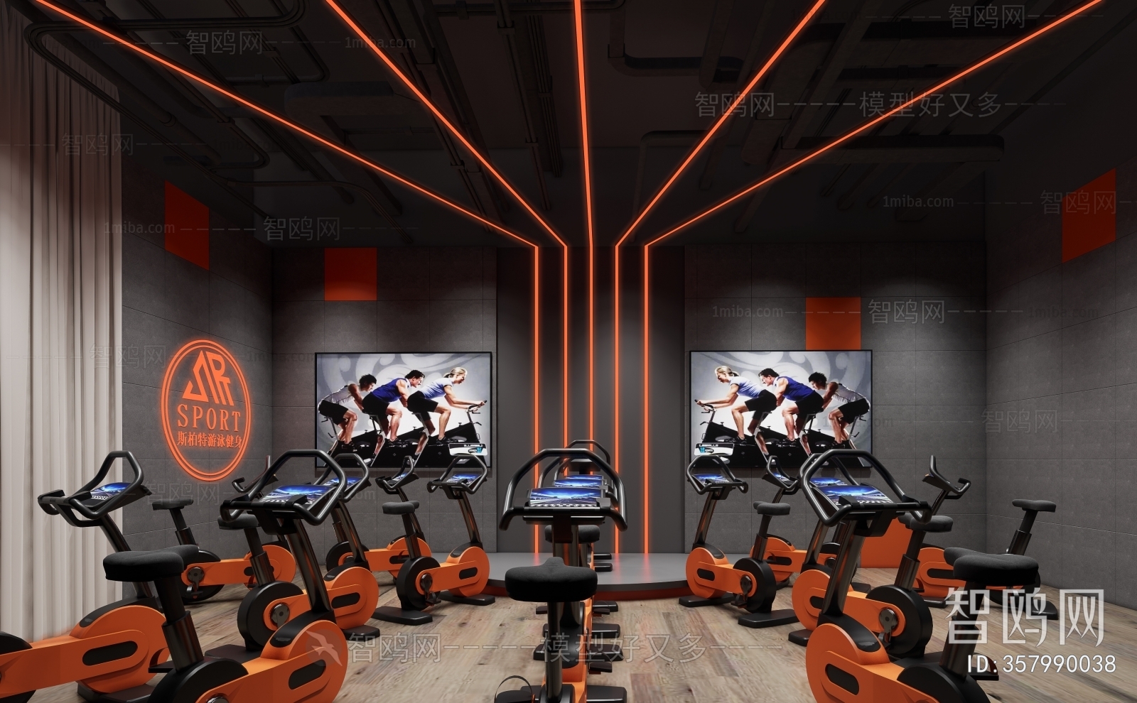 现代动感单车健身房