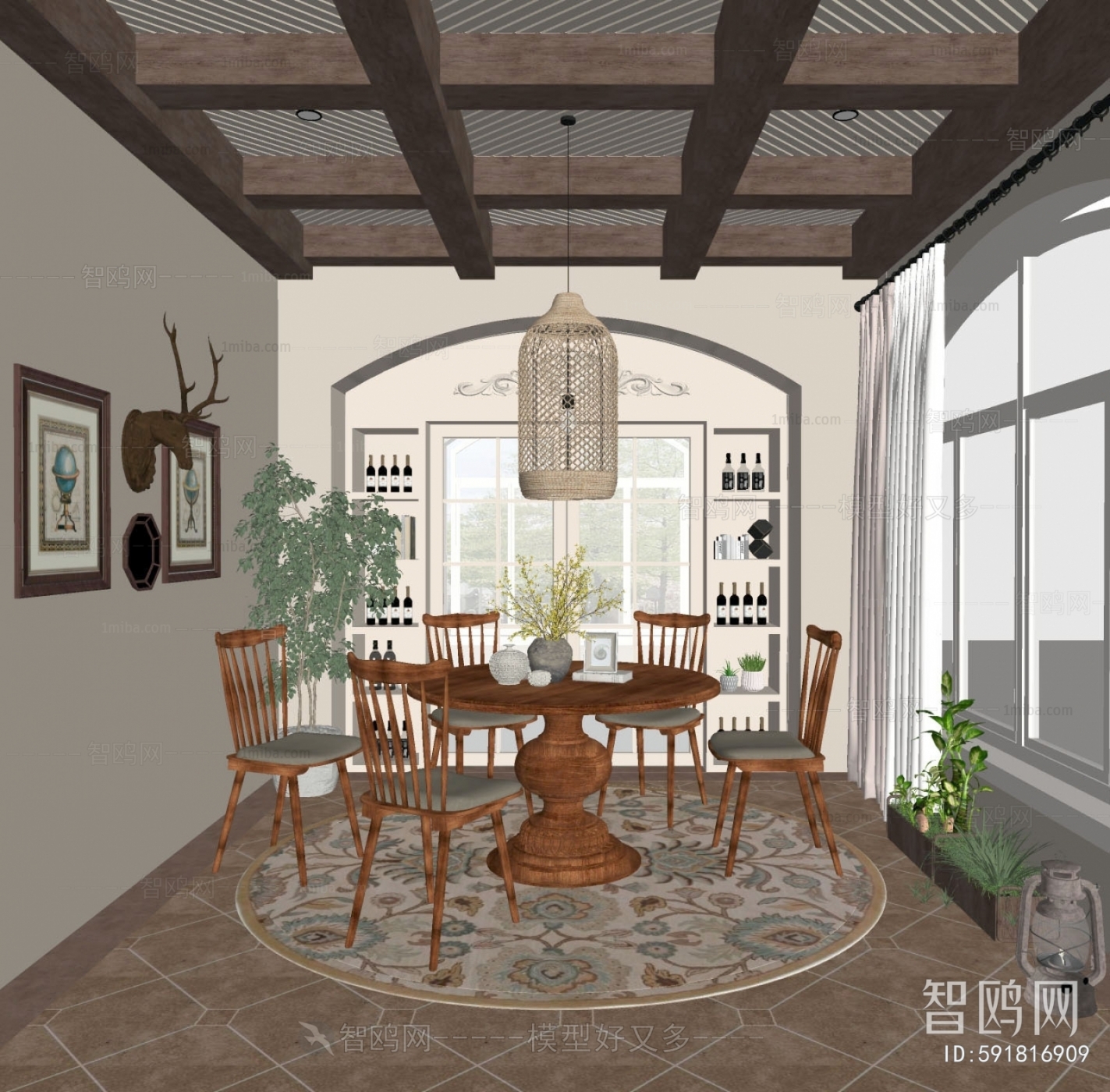 French Style Retro Style Dining Room