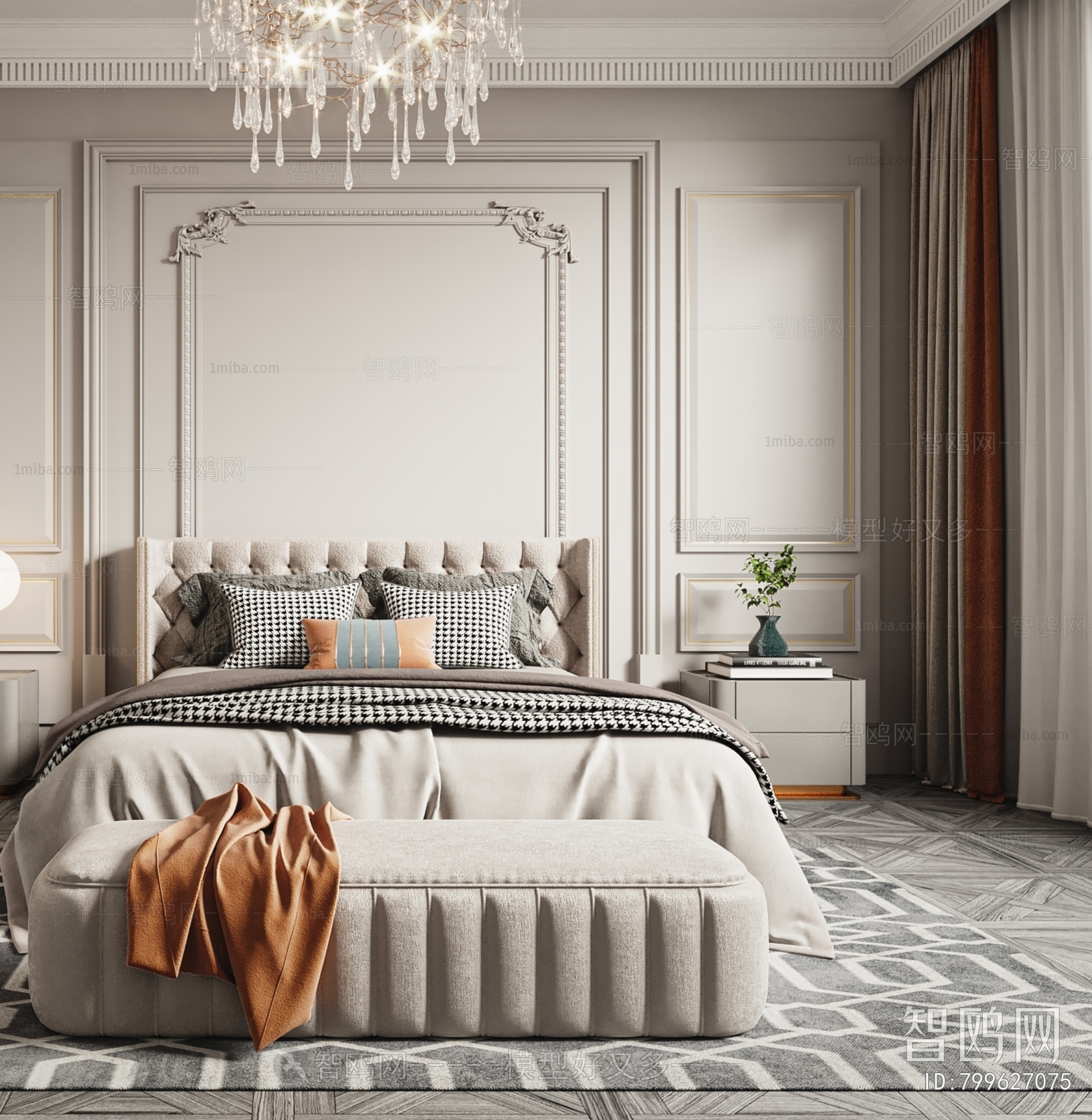 Simple European Style Bedroom