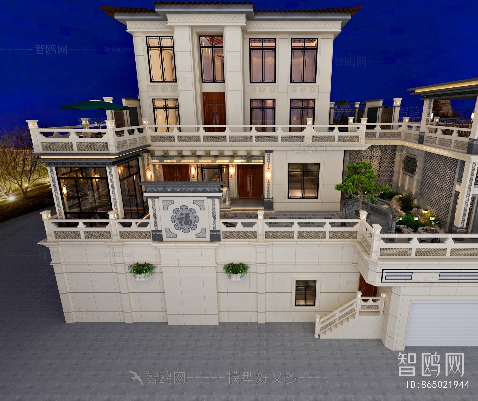 New Chinese Style Villa Appearance