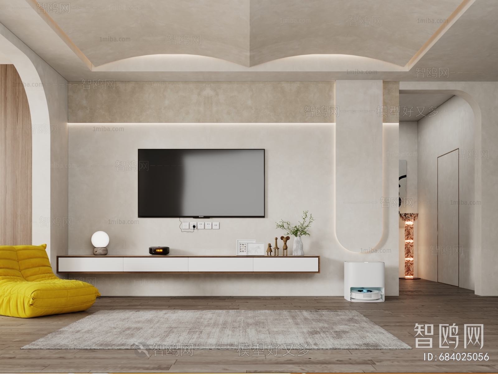 Modern Wabi-sabi Style TV Wall