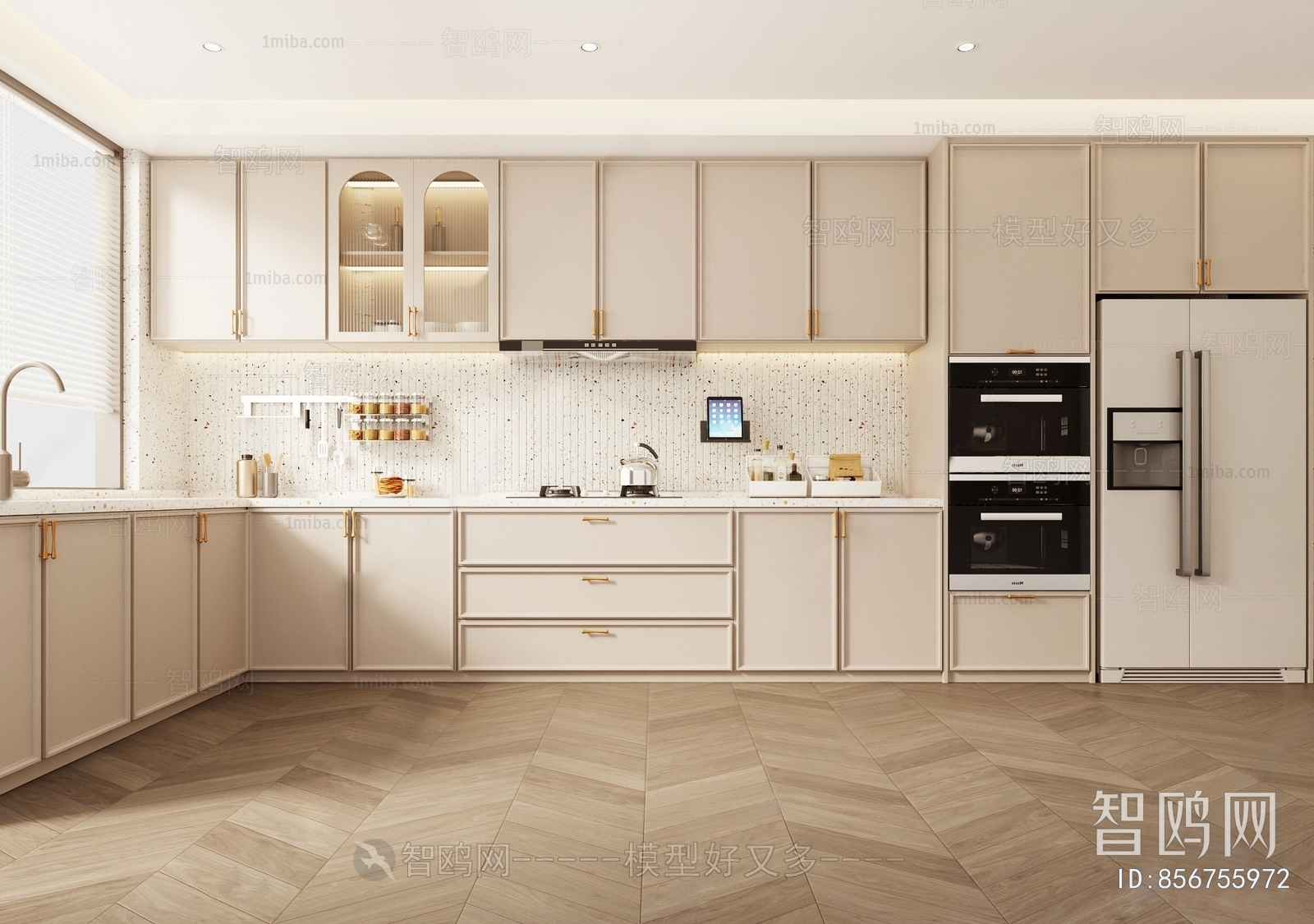 法式厨房橱柜3D模型下载_ID10235711_3dmax免费模型-欧模网