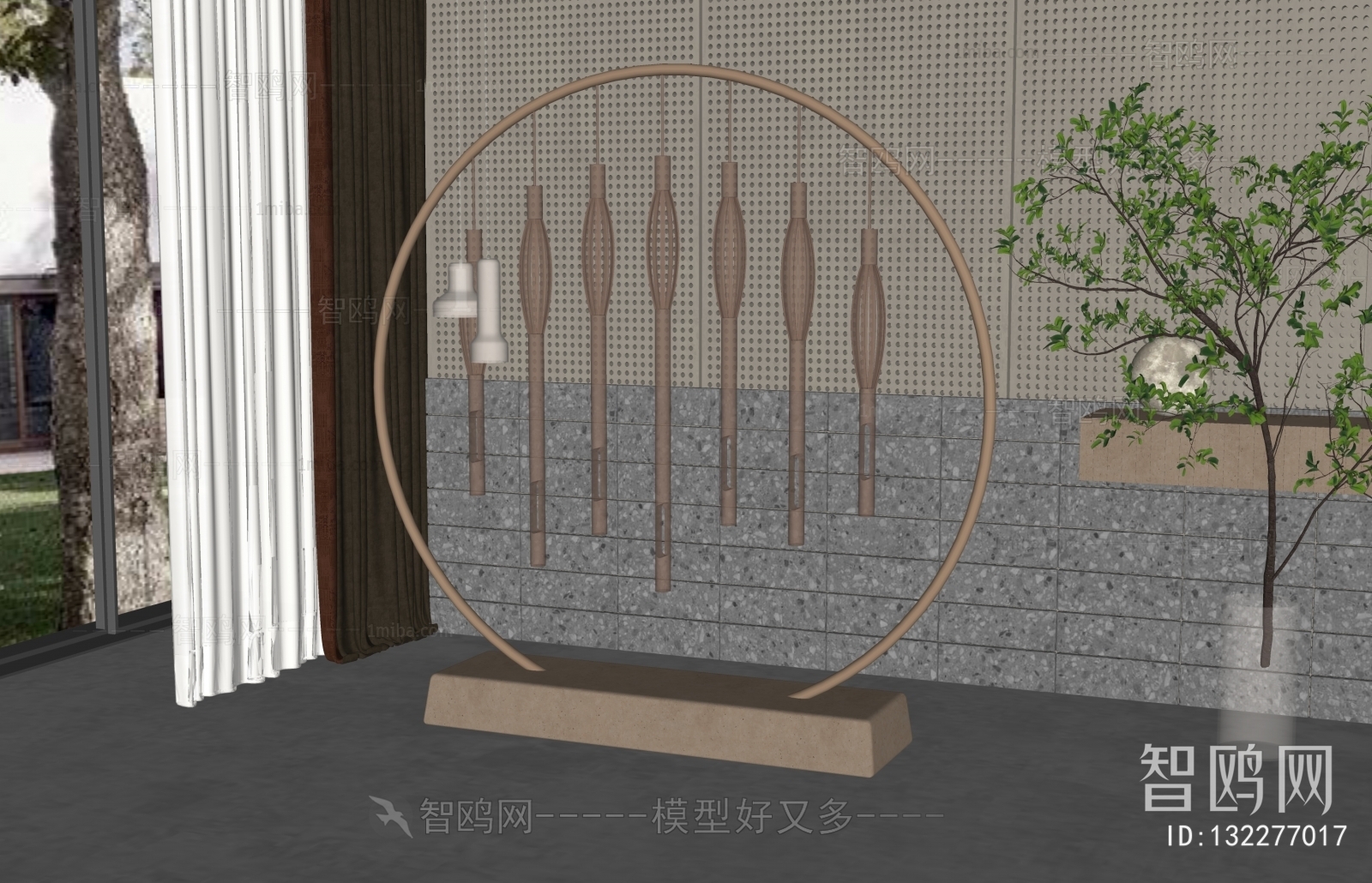 现代屏风隔断摆件